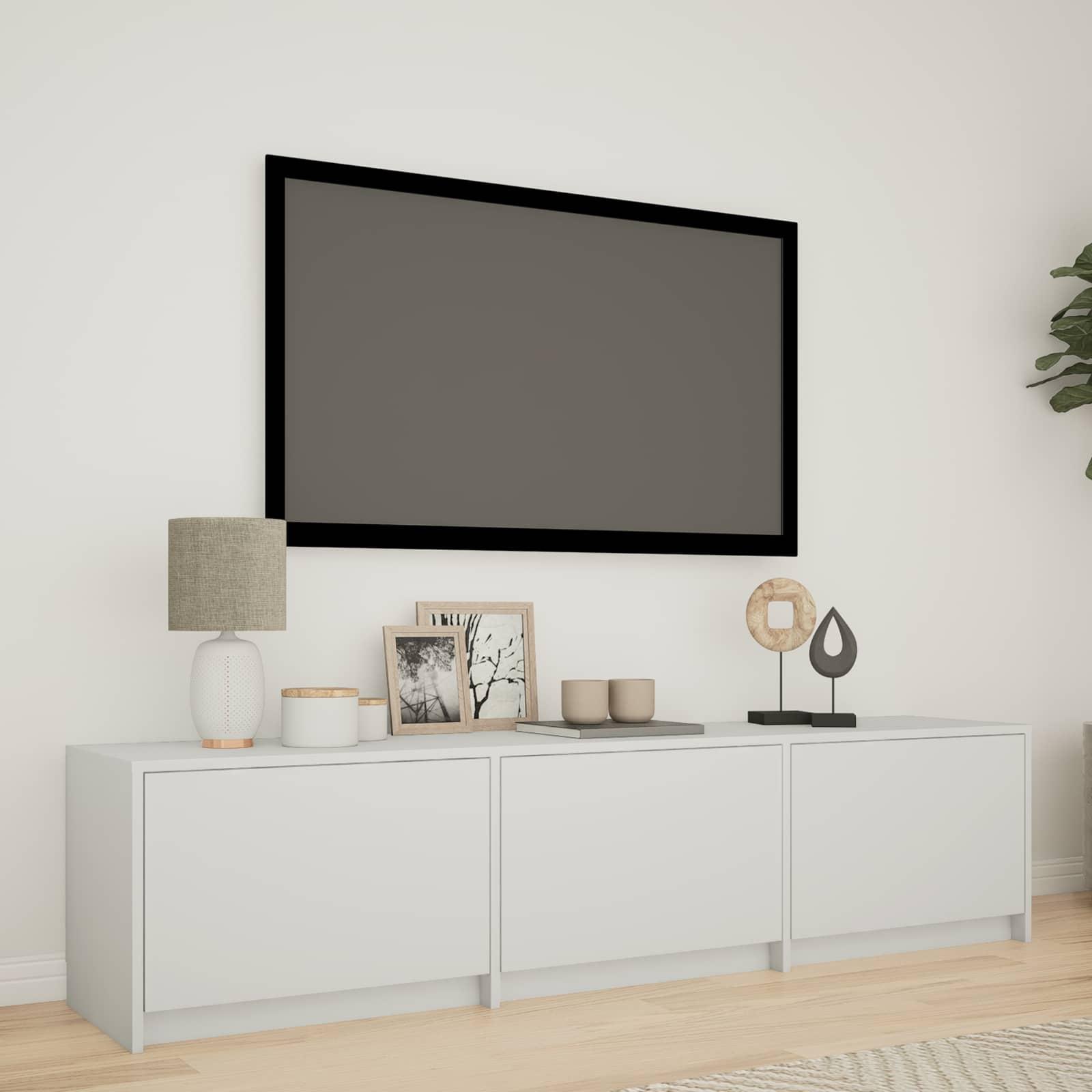 TV-bord med LED med LED Hvid 165 x 34 x 40 cm Konstrueret træ billede