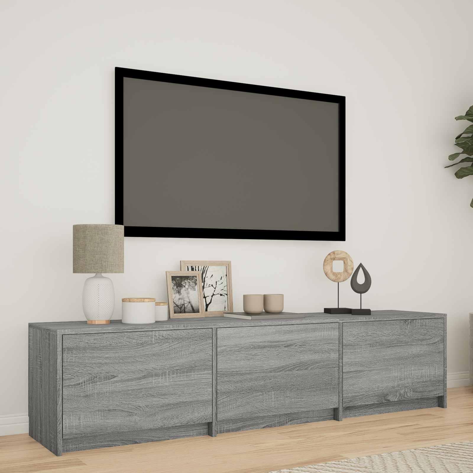 TV-bord med LED Grå Sonoma 165 x 34 x 40 cm Konstrueret træ billede