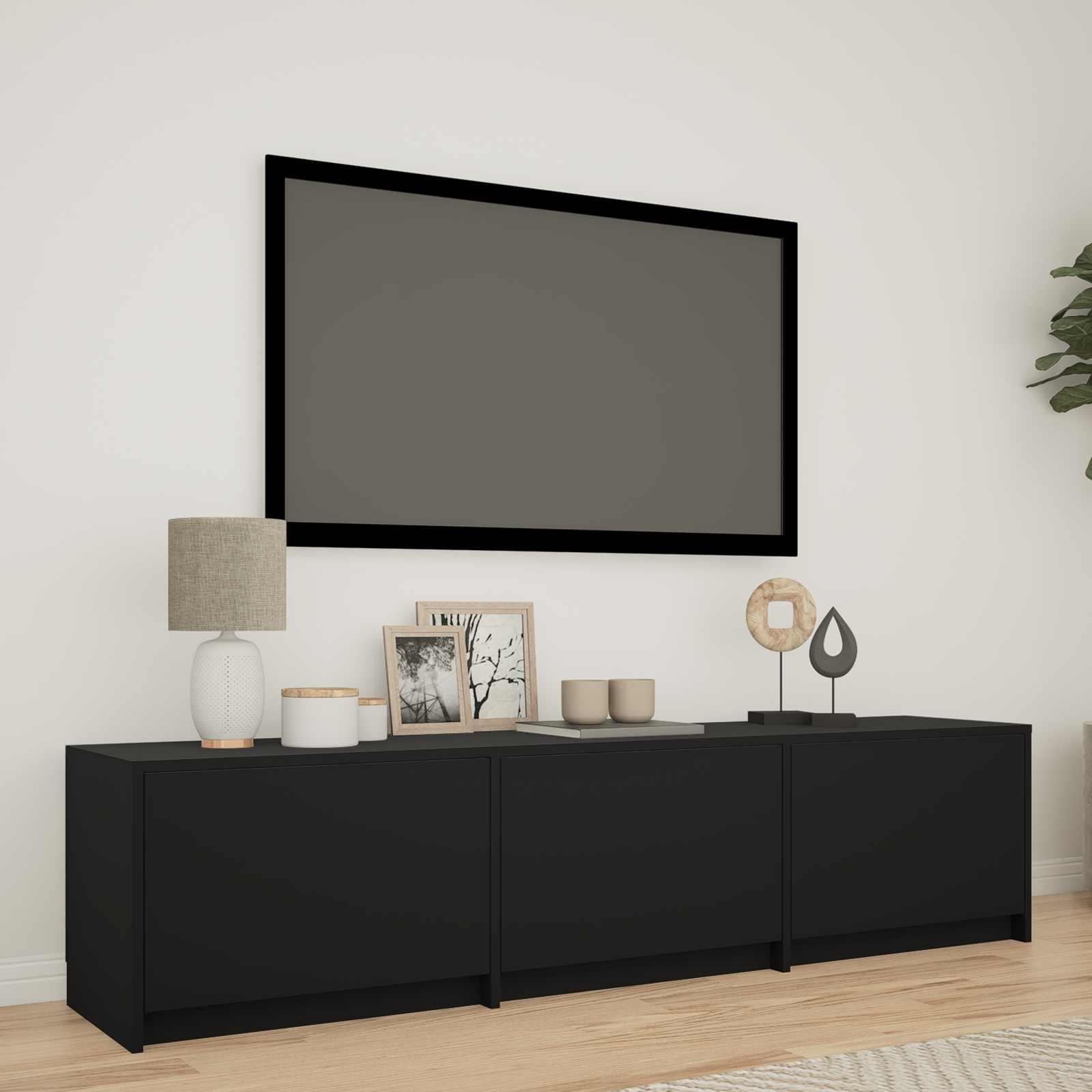 TV-bord med LED med LED Sort 165 x 34 x 40 cm Konstrueret træ billede