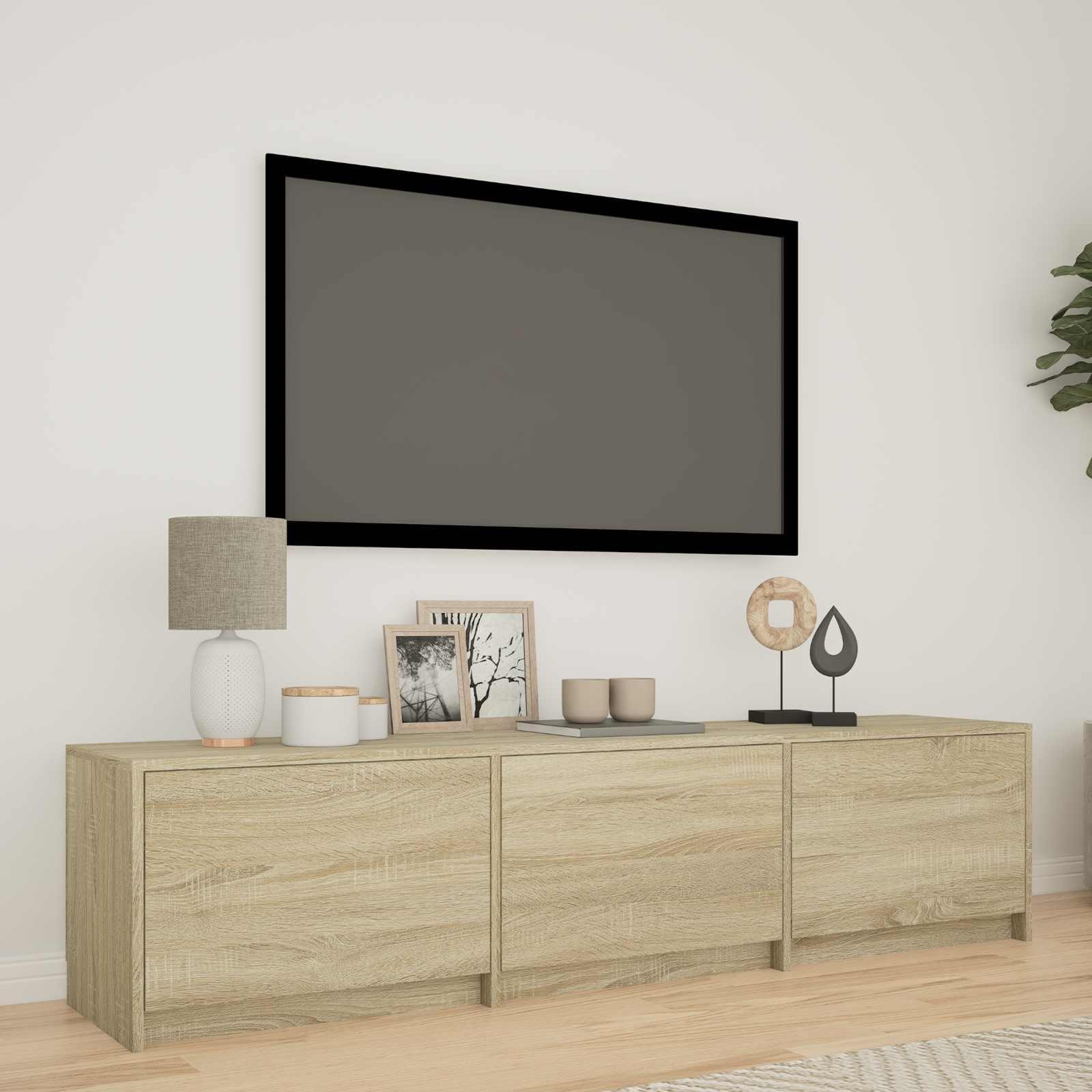 TV-bord med LED Sonoma eg 165 x 34 x 40 cm Konstrueret træ billede