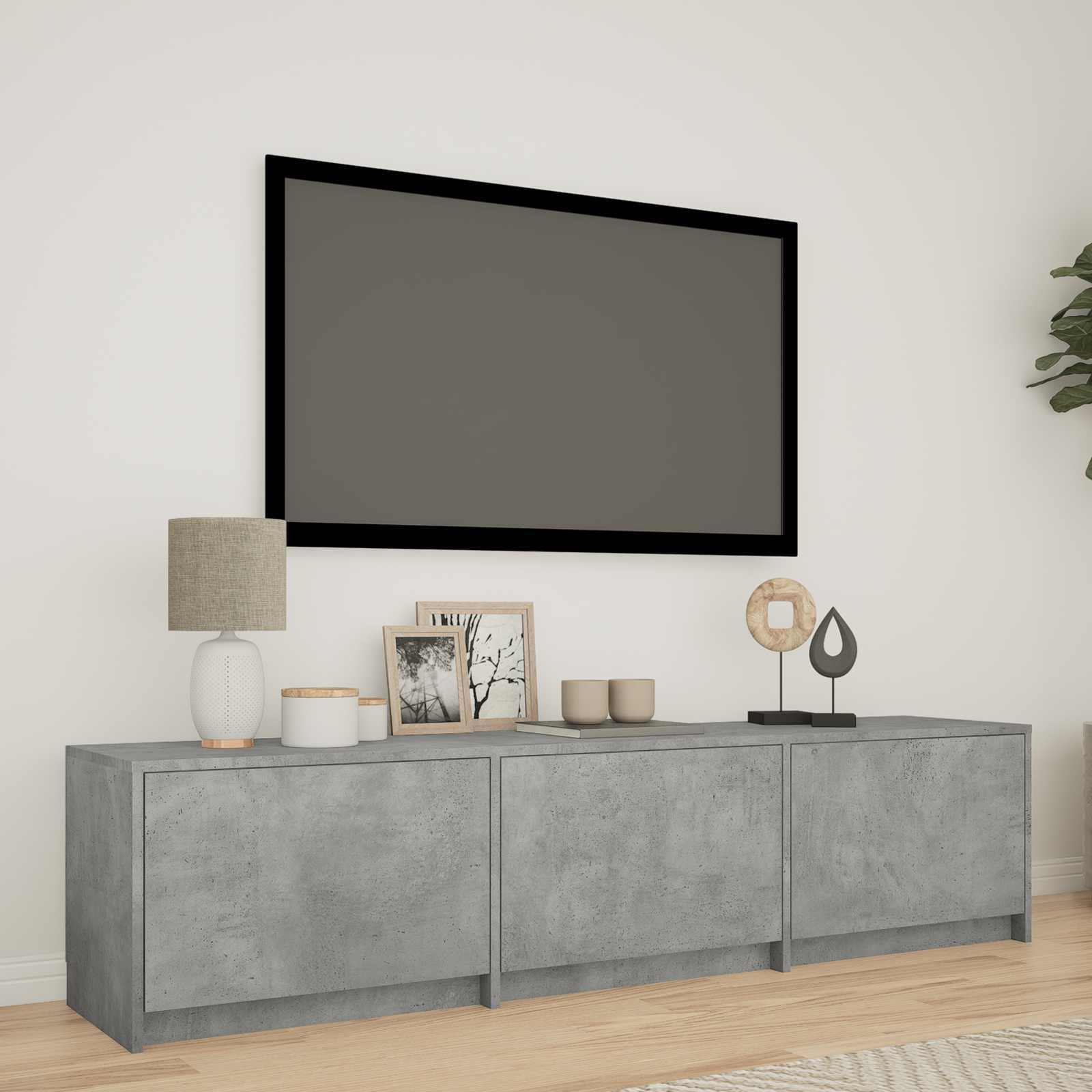 TV-bord med LED BetonGrå 165 x 34 x 40 cm Konstrueret træ billede