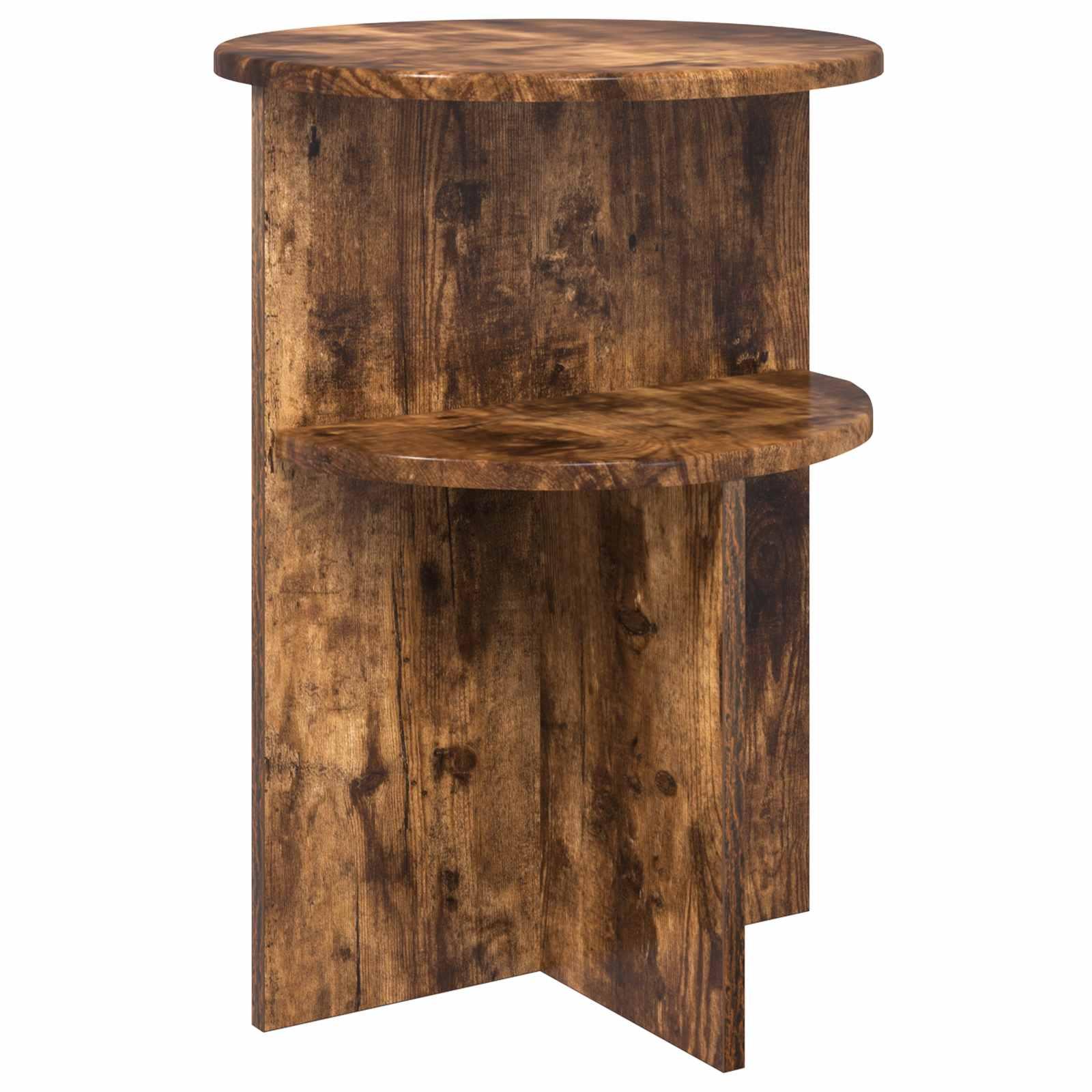 Sidebord med opbevaring Røget eg Ø 39,5 x 55 cm Konstrueret træ billede
