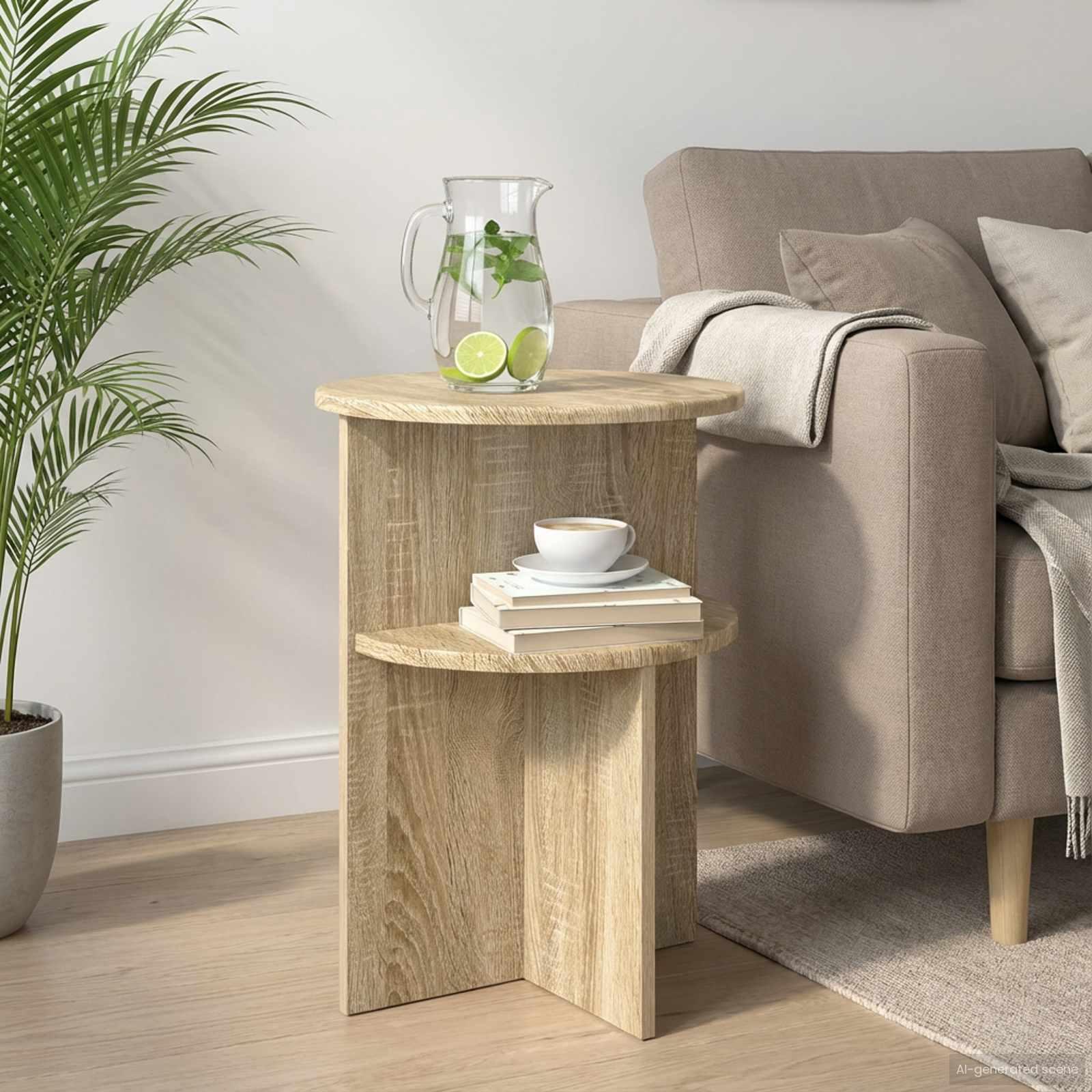 Sidebord Sonoma-eg Ø 39,5 x 55 cm Konstrueret træ billede
