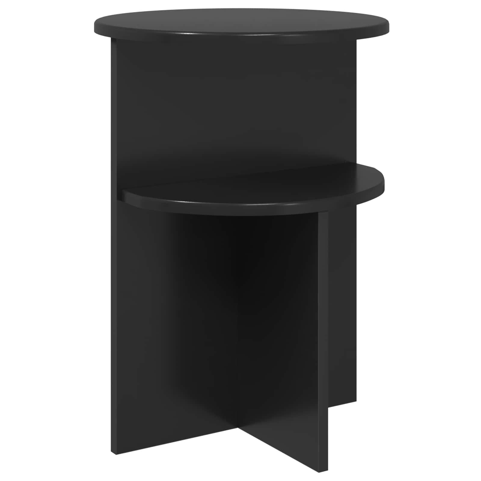 Sidebord med opbevaring Sort eg Ø 39,5 x 55 cm Konstrueret træ billede