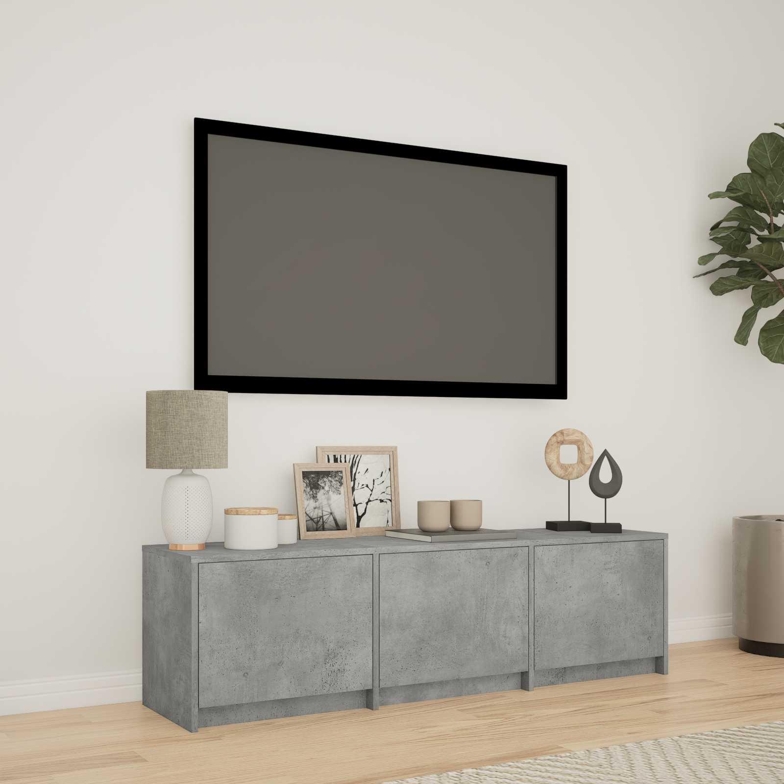 TV-bord med LED BetonGrå 140 x 34 x 40 cm Konstrueret træ billede
