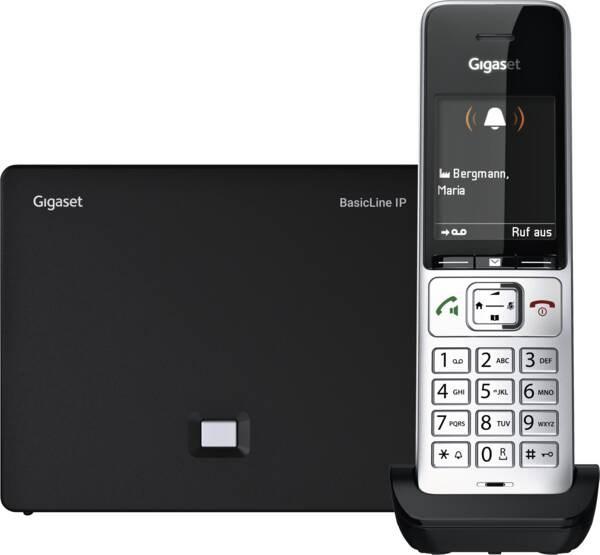 Gigaset BasicLine IP + Comfort 500HX – trådløs fastnettelefon, sølv/sort billede