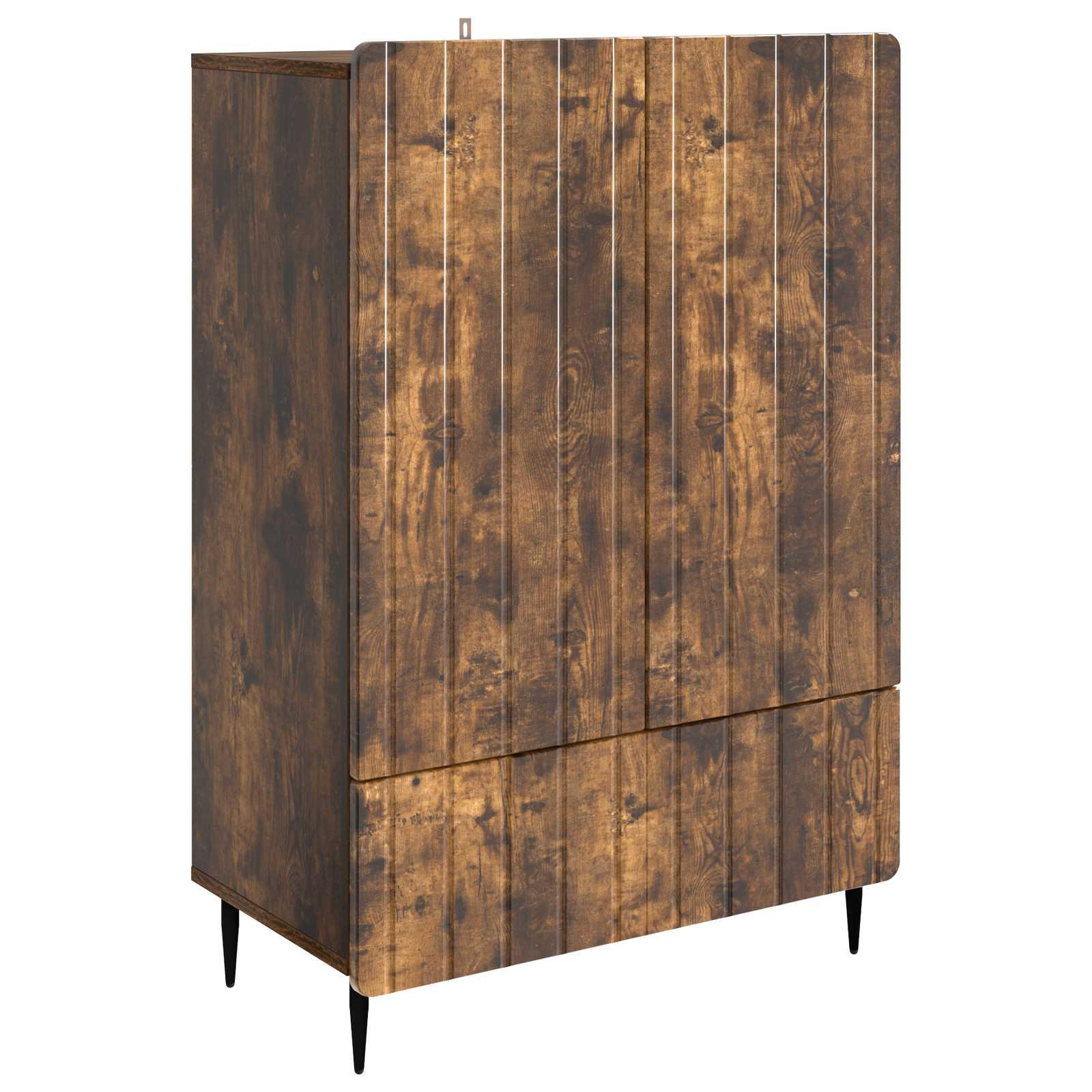 Sidebord med skuffe Røget eg 66 x 34,5 x 97 cm Konstrueret træ billede