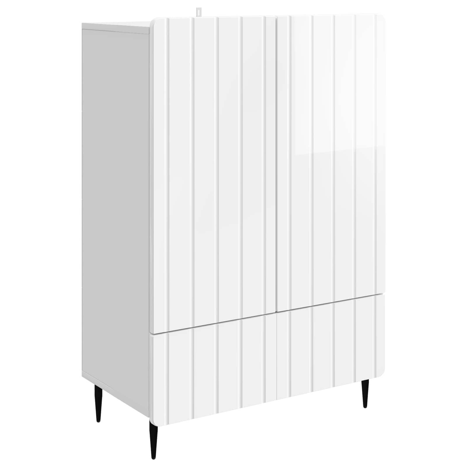 Sidebord Hvid højglans 66 x 34,5 x 97 cm Konstrueret træ billede