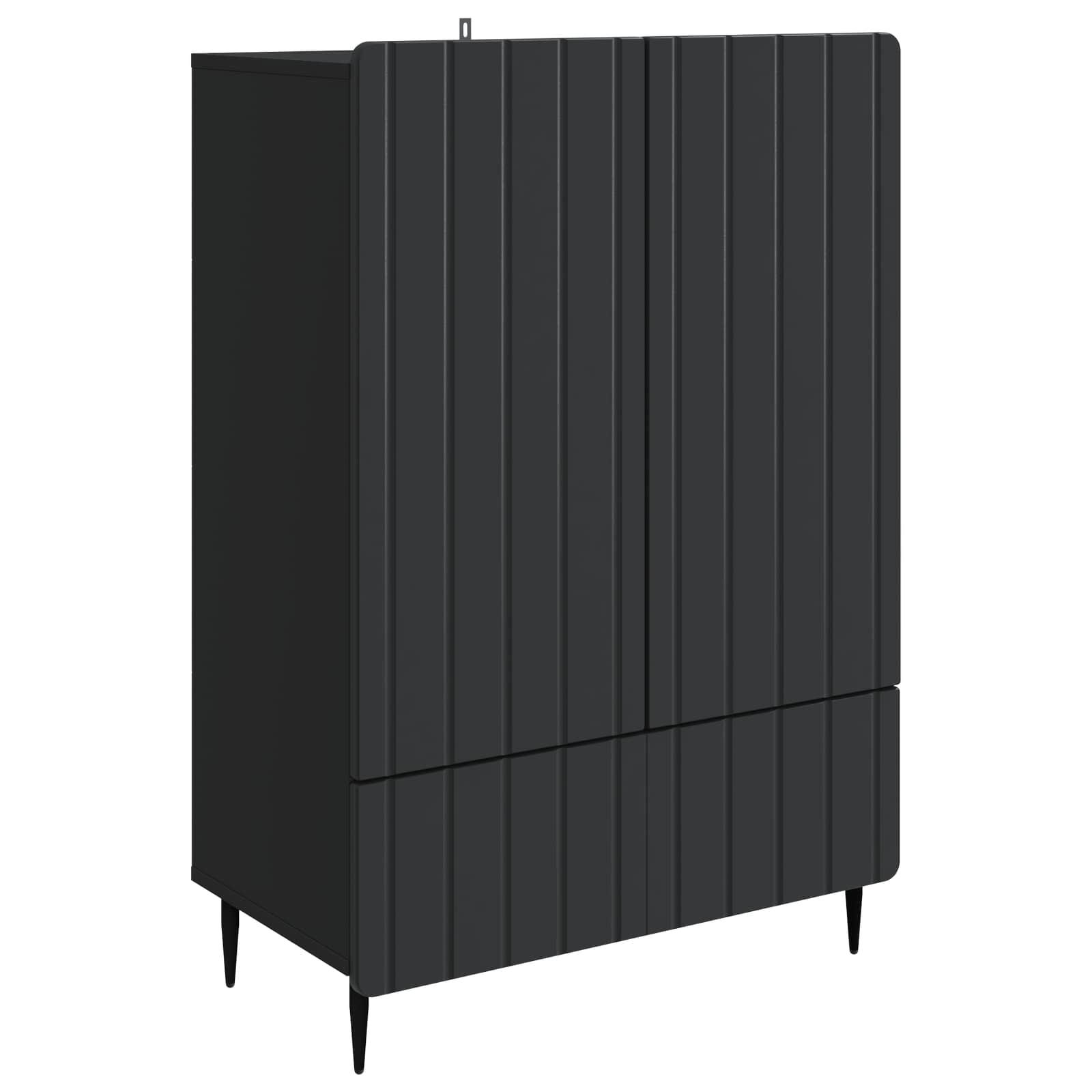 Sidebord med skuffe Sort 66 x 34,5 x 97 cm Konstrueret træ billede