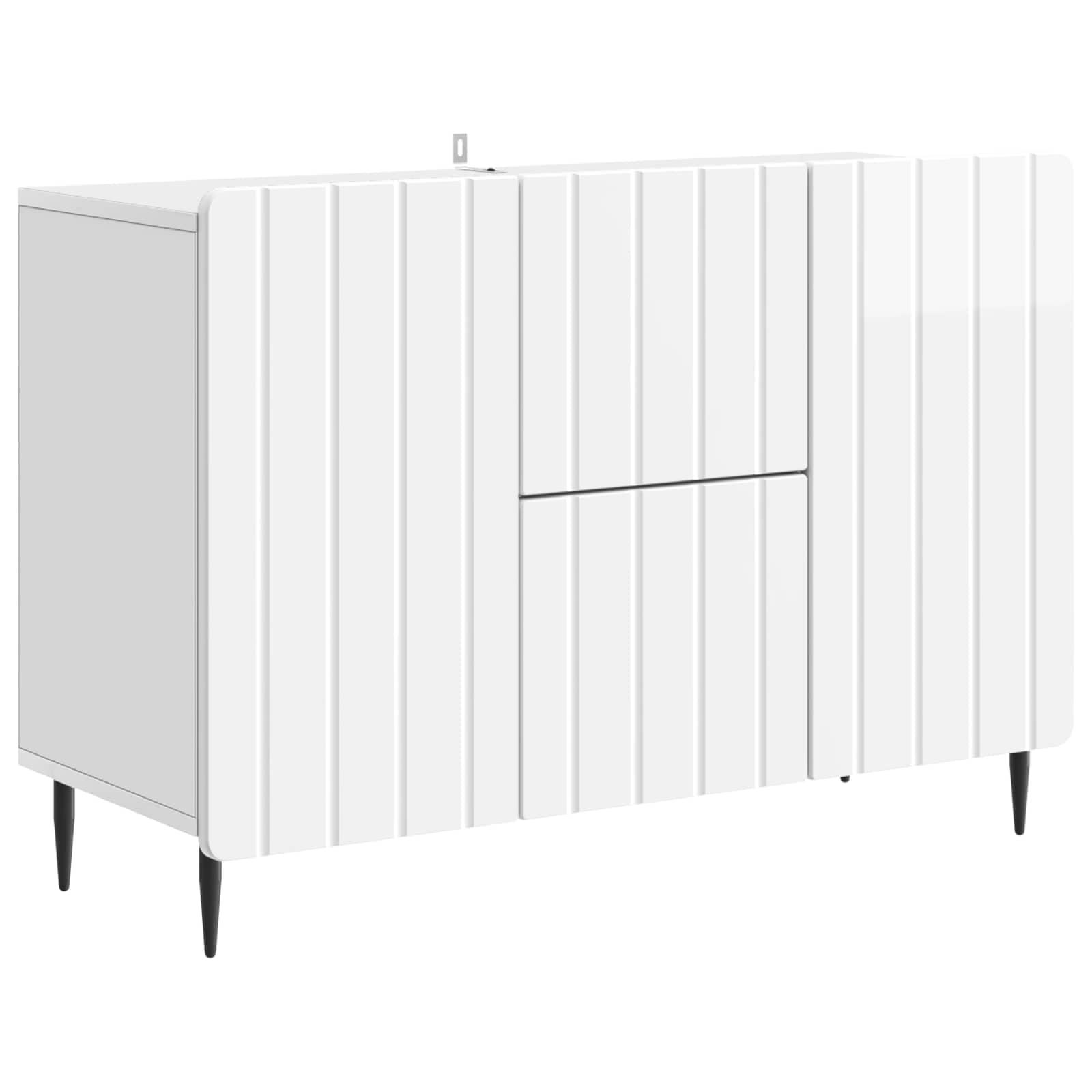 Sidebord Hvid højglans 89 x 34,5 x 62 cm Konstrueret træ billede