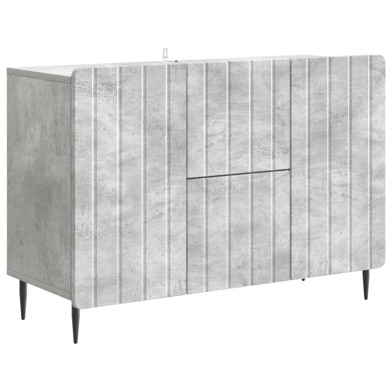 Sidebord med skuffe Betongrå 89 x 34,5 x 62 cm Konstrueret træ billede