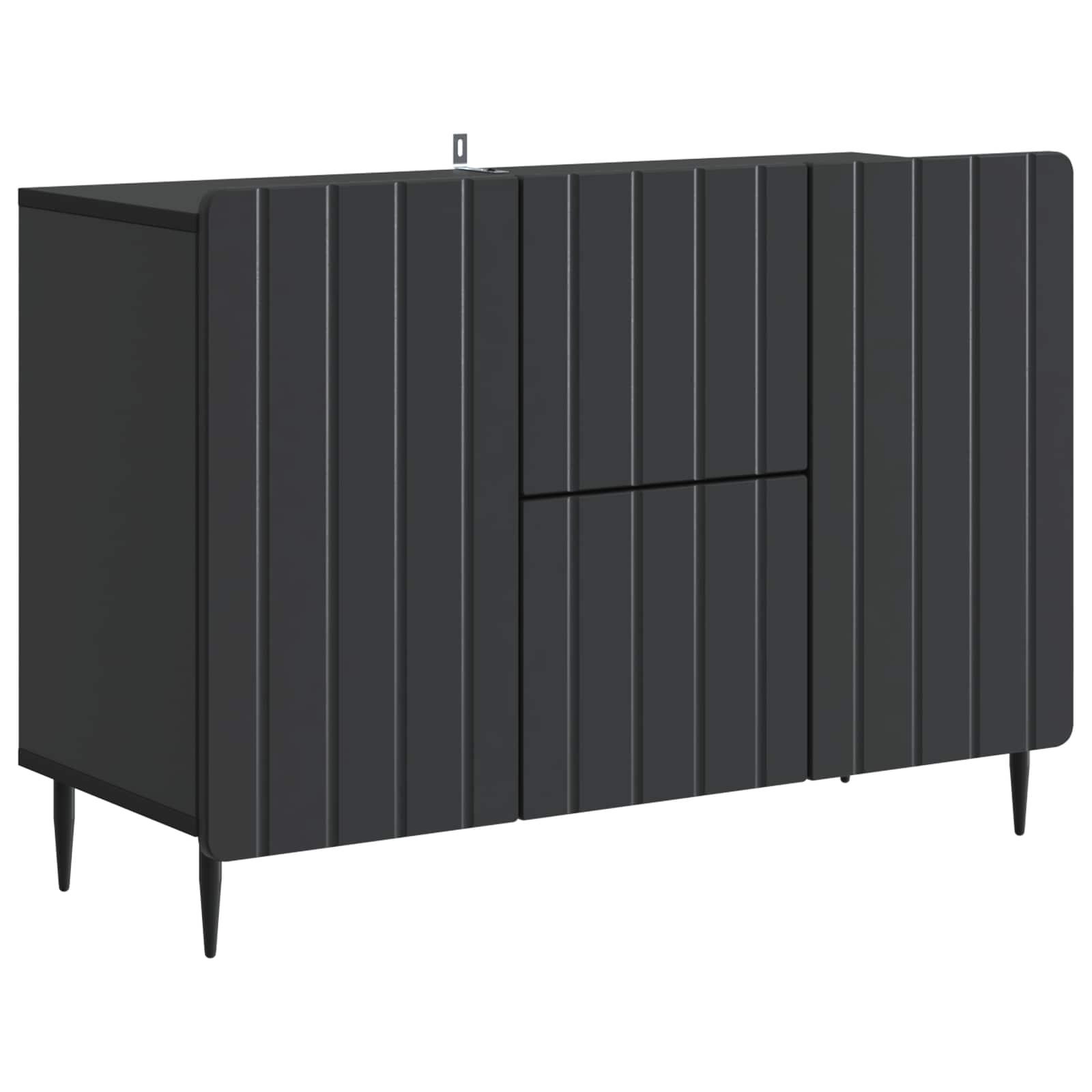 Sidebord med skuffe Sort 89 x 34,5 x 62 cm Konstrueret træ billede