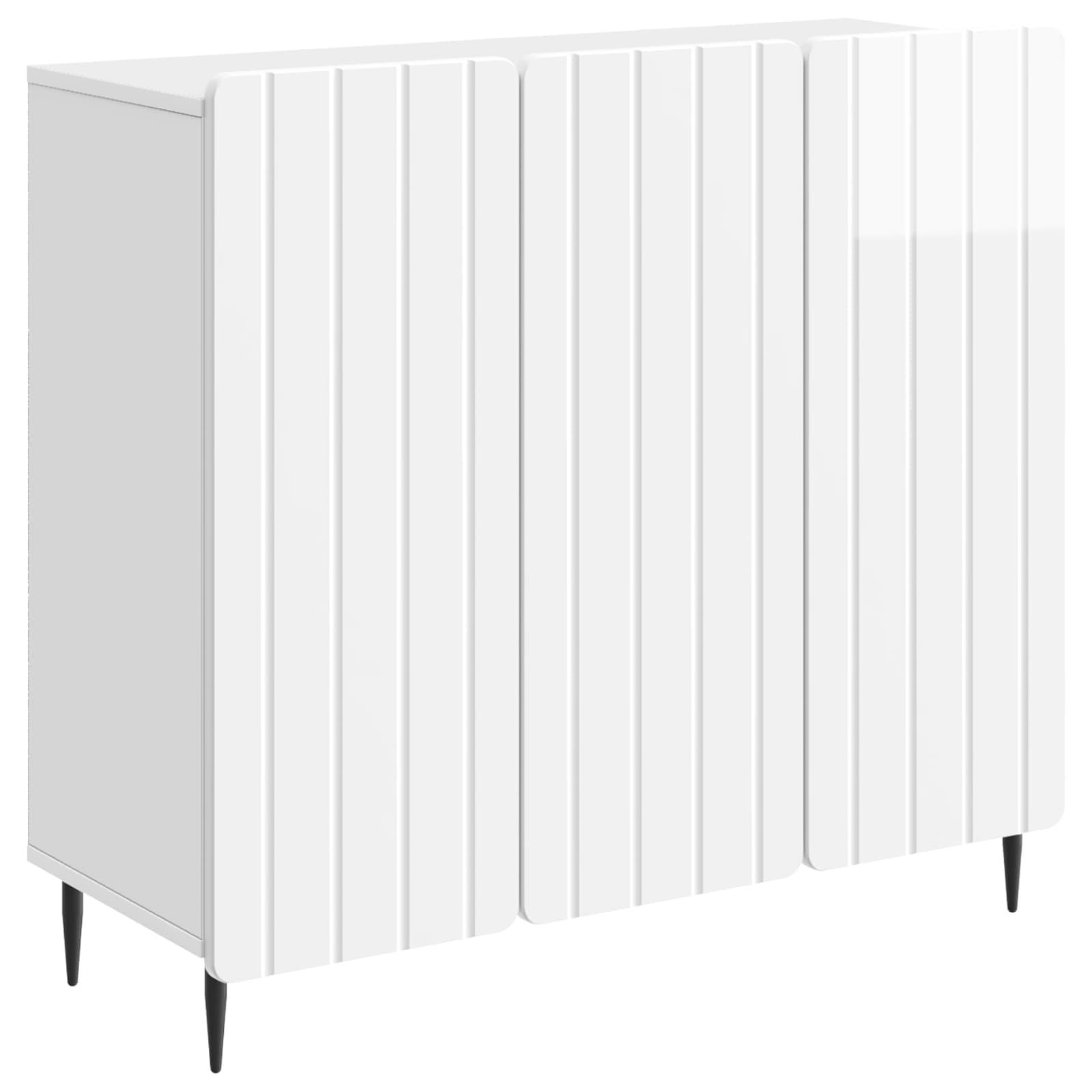 Sidebord Hvid højglans 89 x 34,5 x 82 cm Konstrueret træ billede