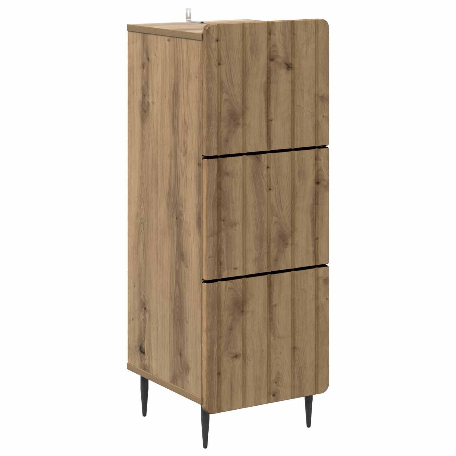 Skuffeskab i artisan-eg - konstrueret træ, 33 × 34,5 × 92 cm, 3 skuffer
