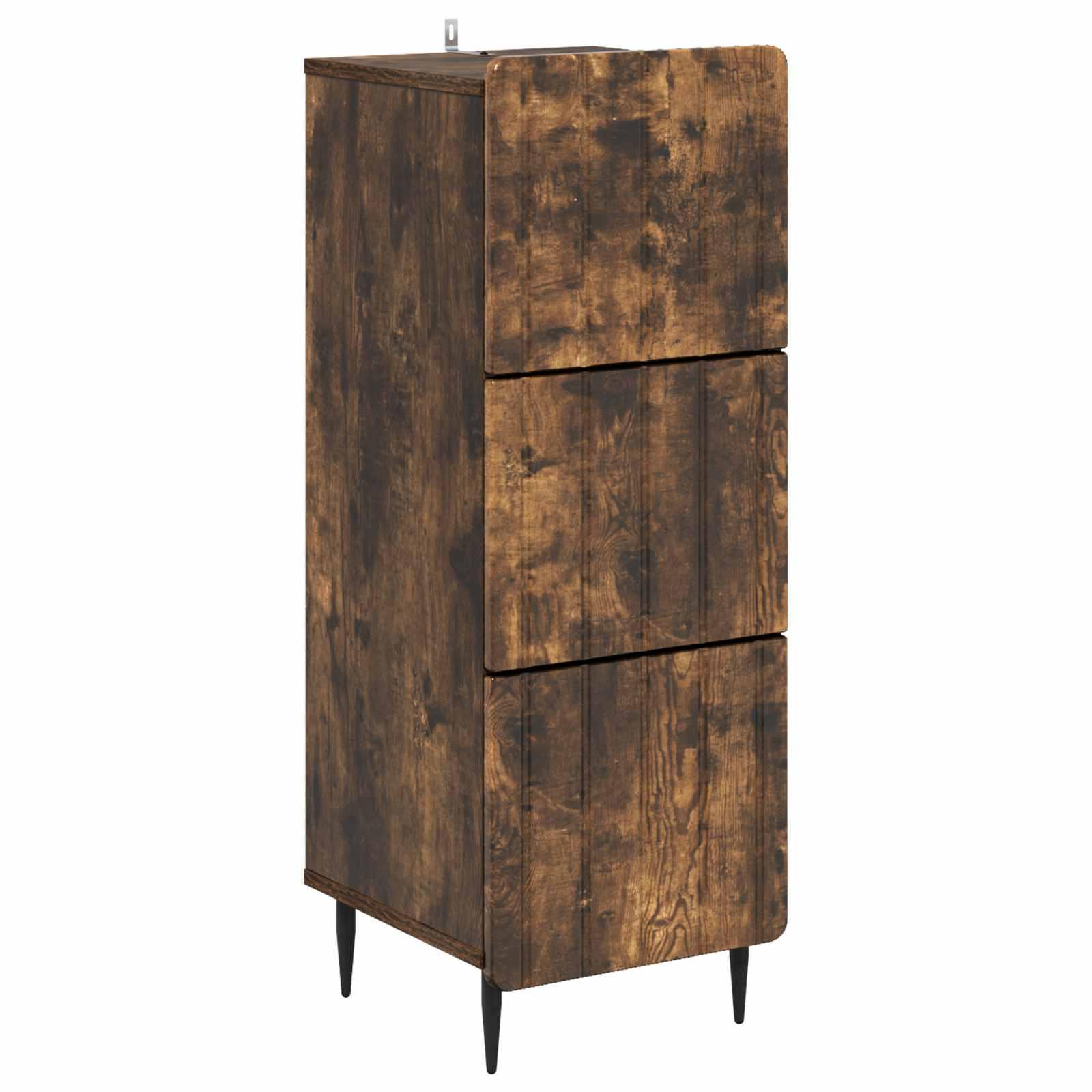 Skuffeskab i røget eg - 33 × 34,5 × 92 cm, konstrueret træ