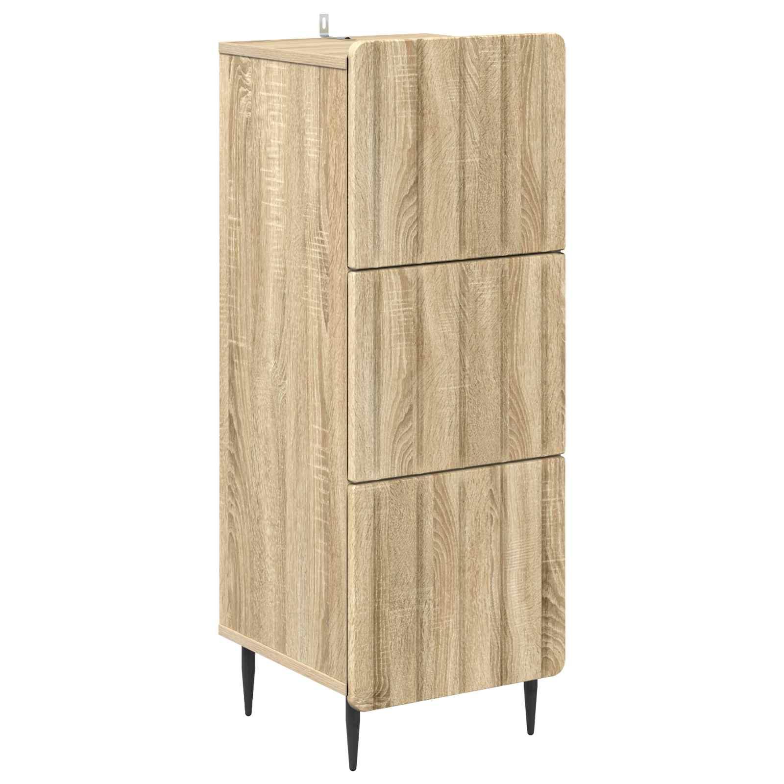 Skuffeskab i sonoma-eg - 33 × 34,5 × 92 cm, konstrueret træ, 3 skuffer