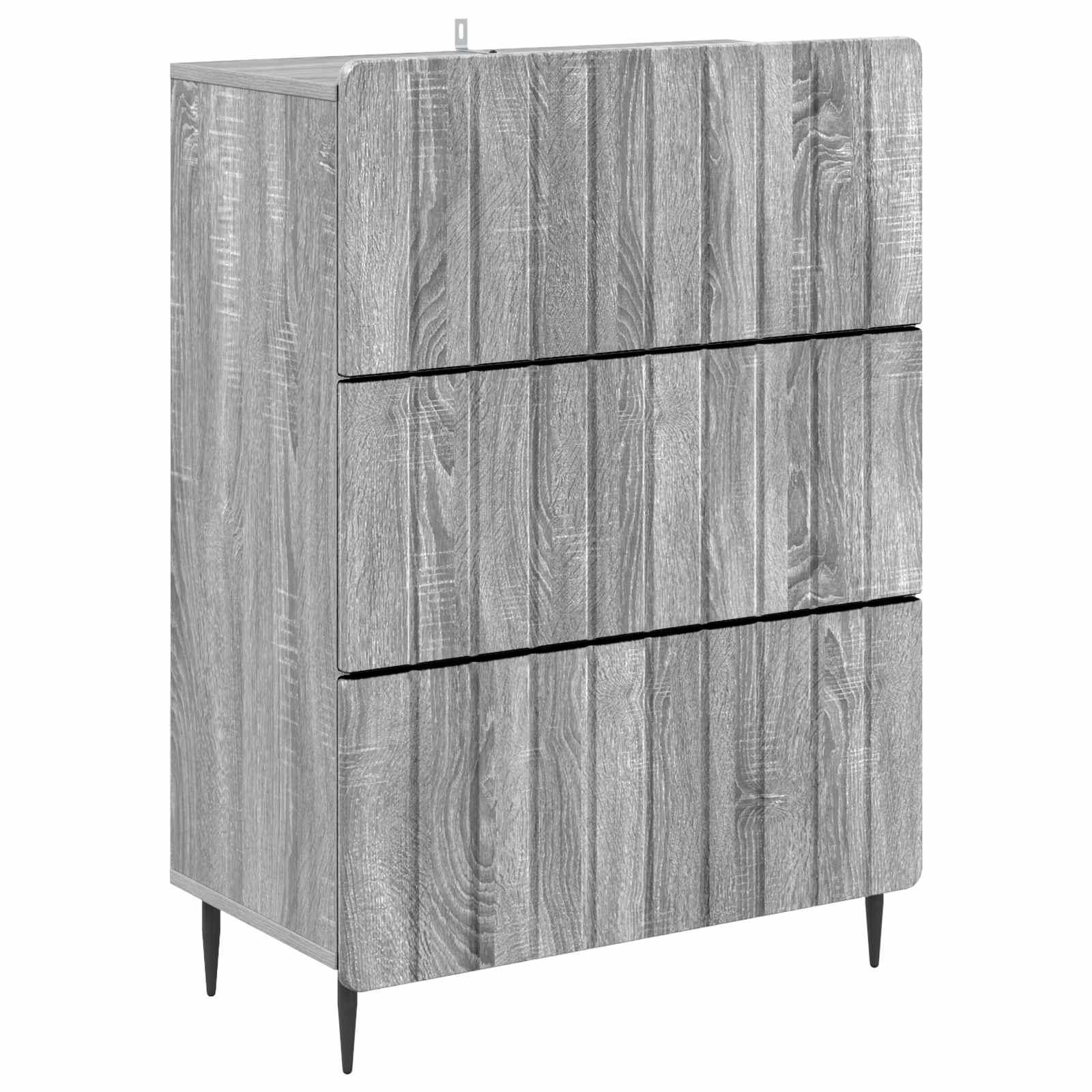 Skuffeskab i grå sonoma-eg - 3 skuffer, 66 × 34,5 × 92 cm
