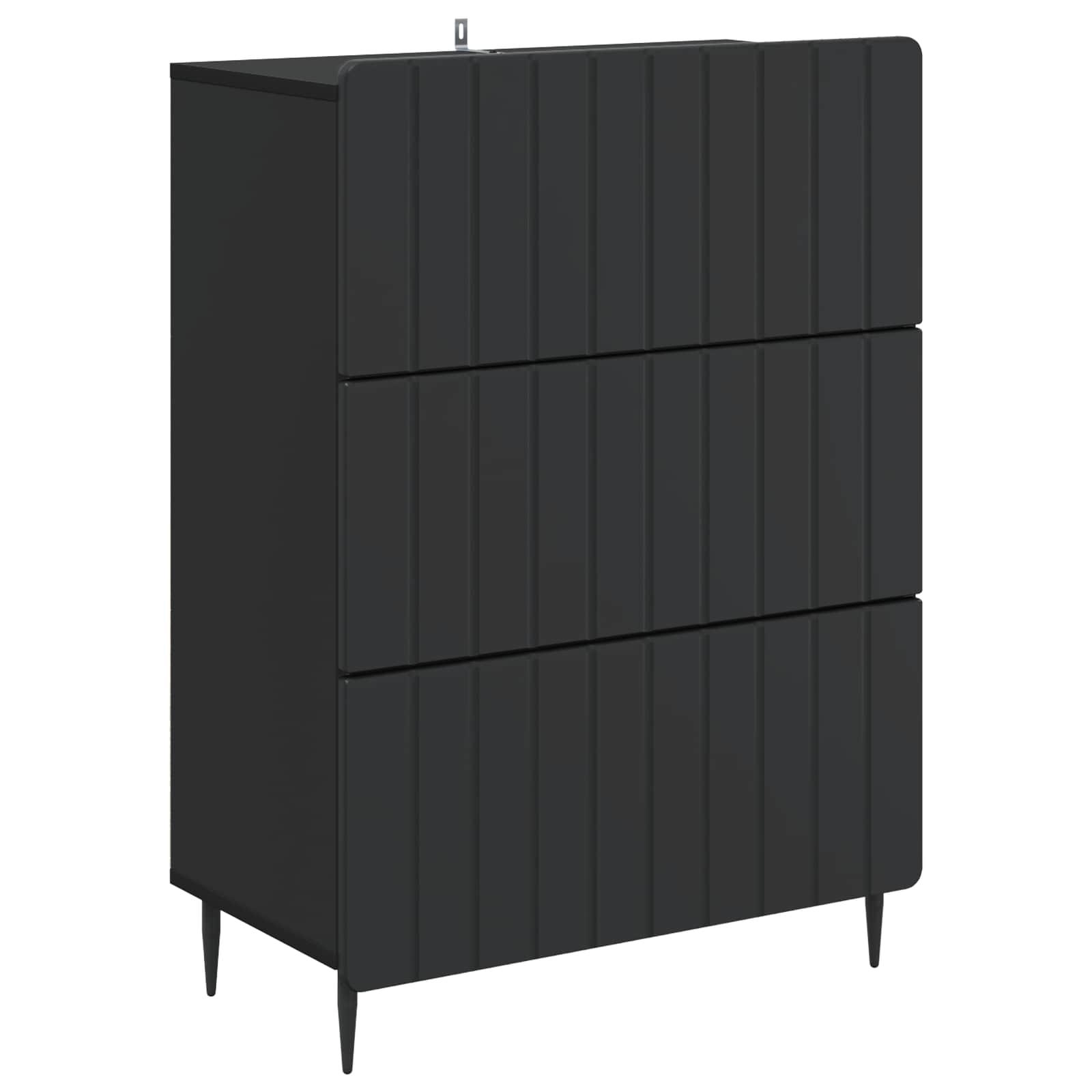 Skuffeskab i sort konstrueret træ - 66 × 34,5 × 92 cm, 3 skuffer