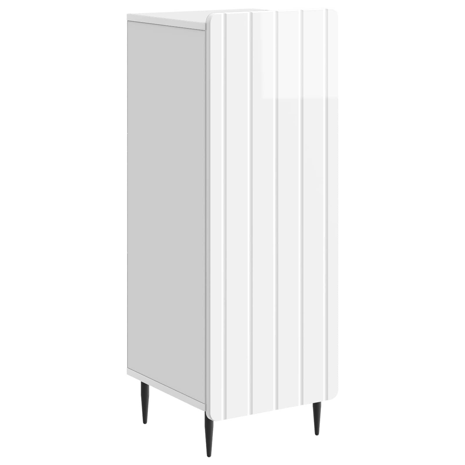 Sidebord Hvid højglans 34,5 x 33 x 92 cm Konstrueret træ billede