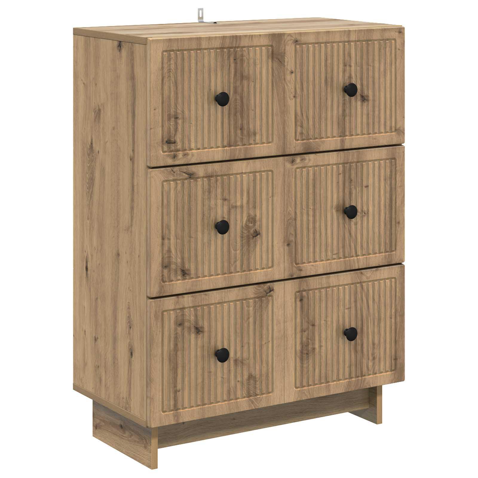 Skuffeskab i artisan-eg 66 × 34,5 × 90 cm - konstrueret træ, 6 skuffer