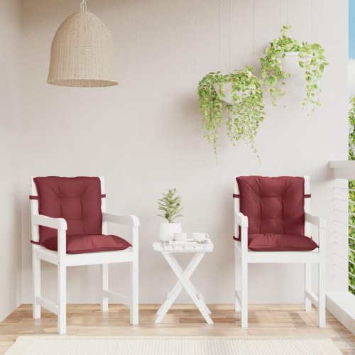 Stolehynder med lav ryg, 2 stk. - 100×50×7 cm, stof i meleret vinrød