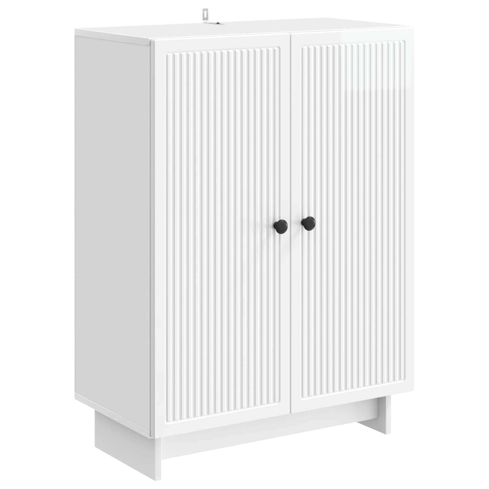 Sidebord Hvid højglans 66 x 34,5 x 90 cm Konstrueret træ billede