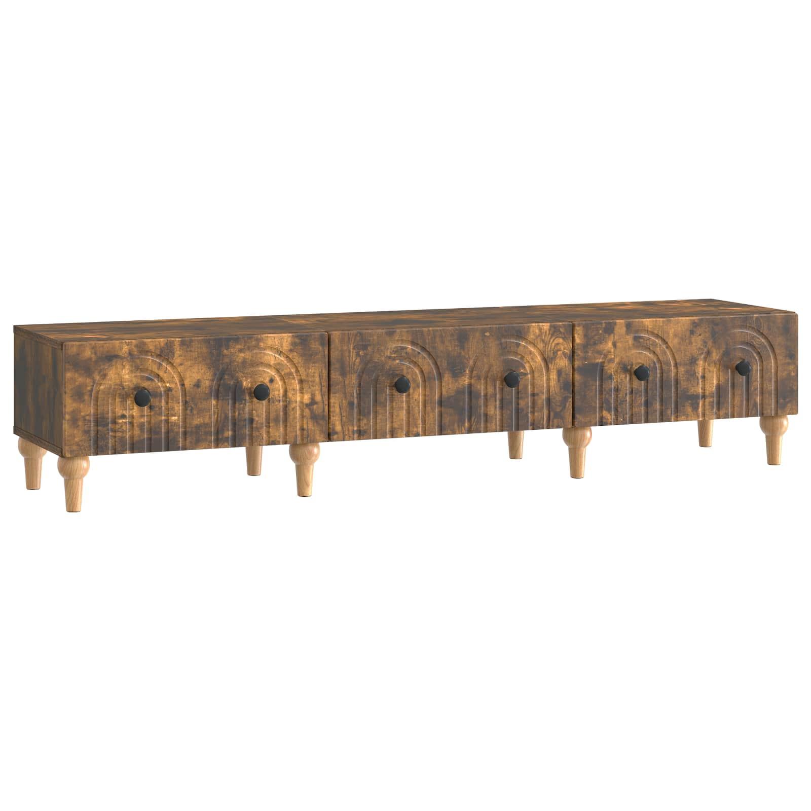 TV-skab med skuffe Røget eg 147 x 34,5 x 30 cm Konstrueret træ billede