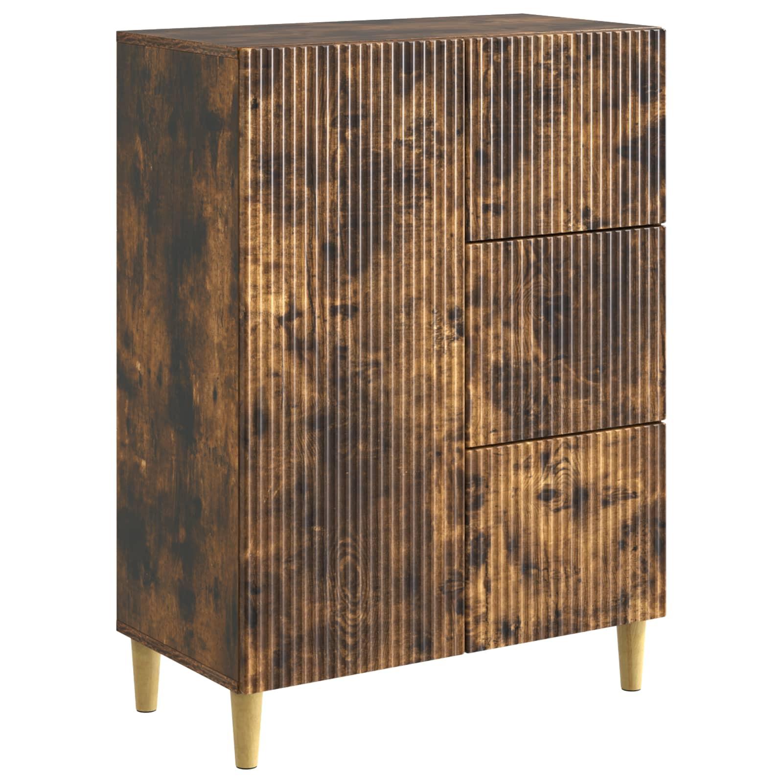 Sidebord med skuffe Røget eg 66 x 34,5 x 90 cm Konstrueret træ billede