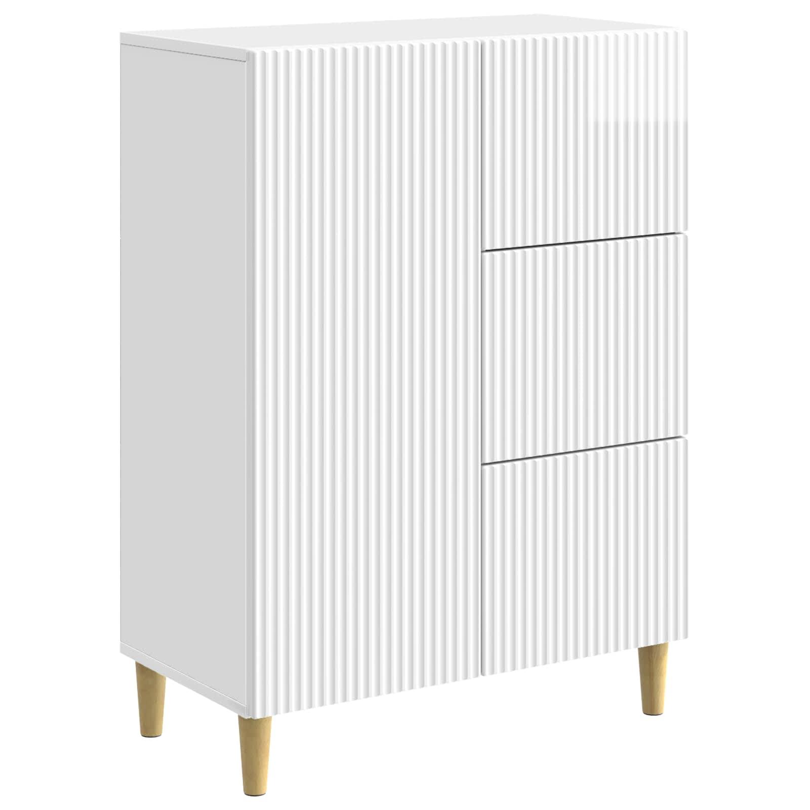Sidebord Hvid højglans 66 x 34,5 x 90 cm Konstrueret træ billede