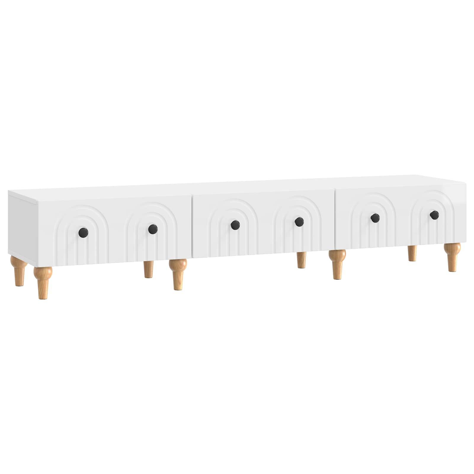 TV-skab Hvid højglans 147 x 34,5 x 30 cm Konstrueret træ billede