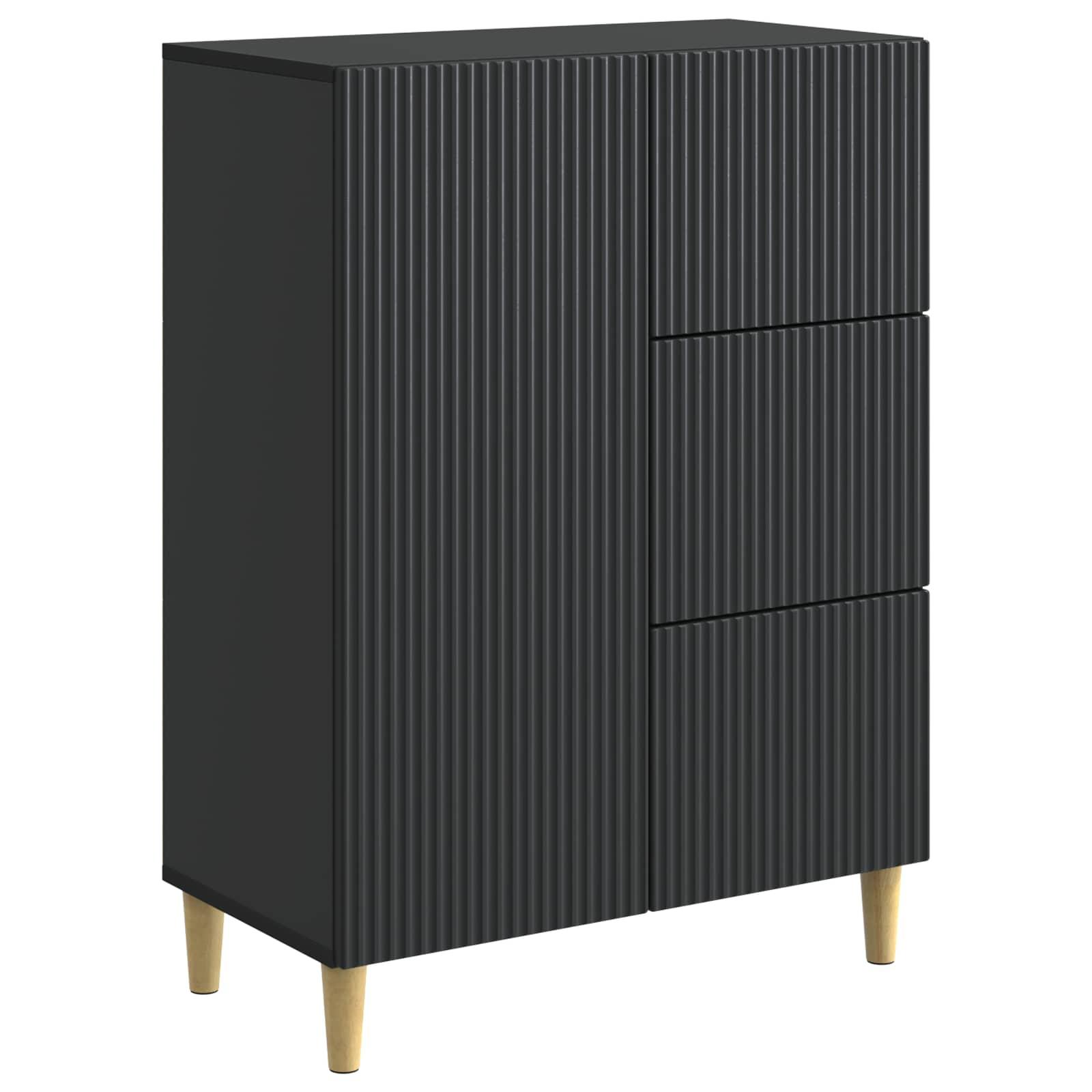 Sidebord med skuffe Sort 66 x 34,5 x 90 cm Konstrueret træ billede