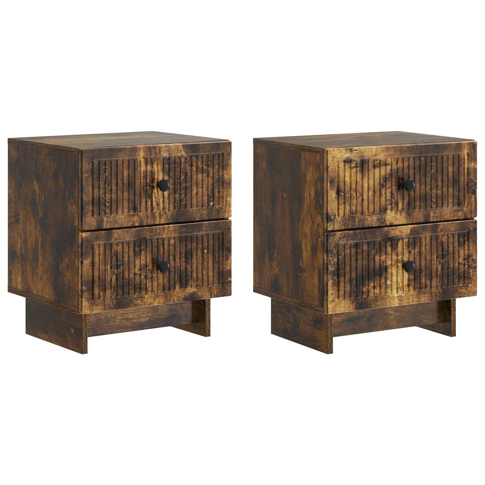 Natskab 2 stk Røget eg 43 x 34,5 x 47,5 cm Konstrueret træ billede