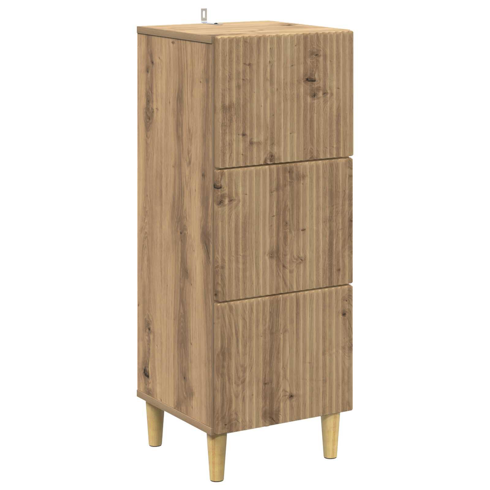 Skuffeskab i artisan-eg 33 × 34,5 × 90 cm - konstrueret træ, 3 skuffer
