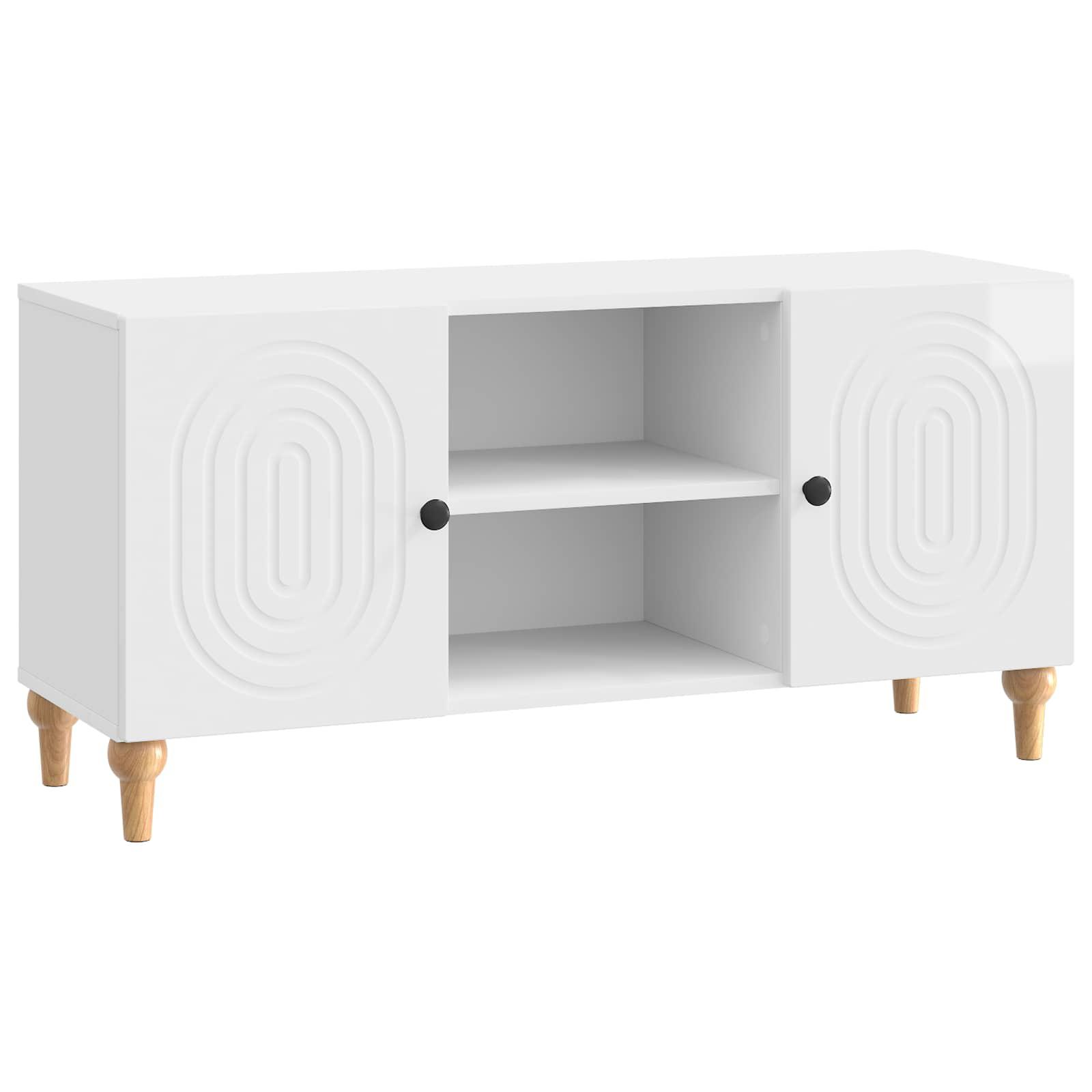 TV-skab Hvid højglans 102 x 34,5 x 50 cm Konstrueret træ billede