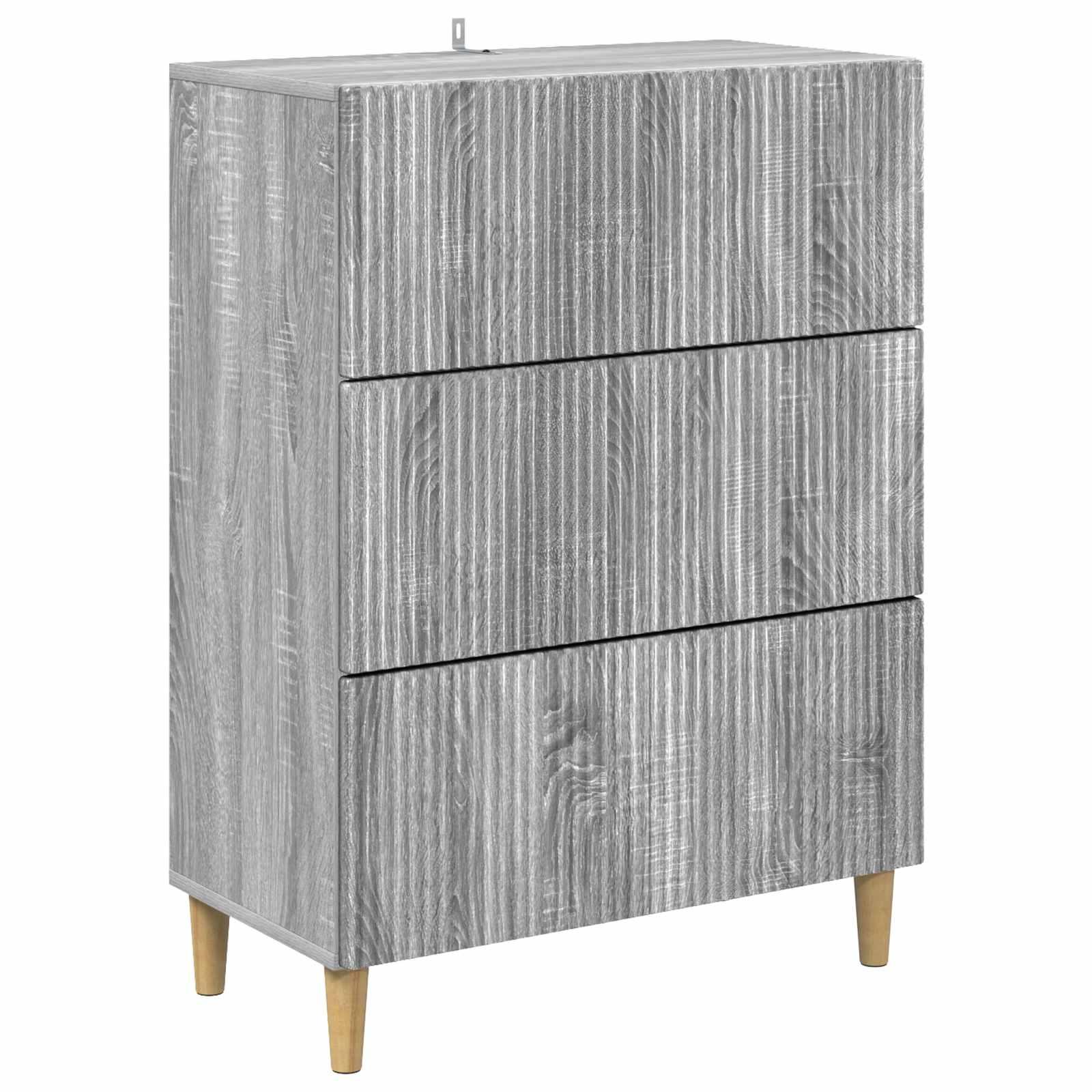Skuffeskab i grå sonoma-eg - 66 × 34,5 × 90 cm, konstrueret træ
