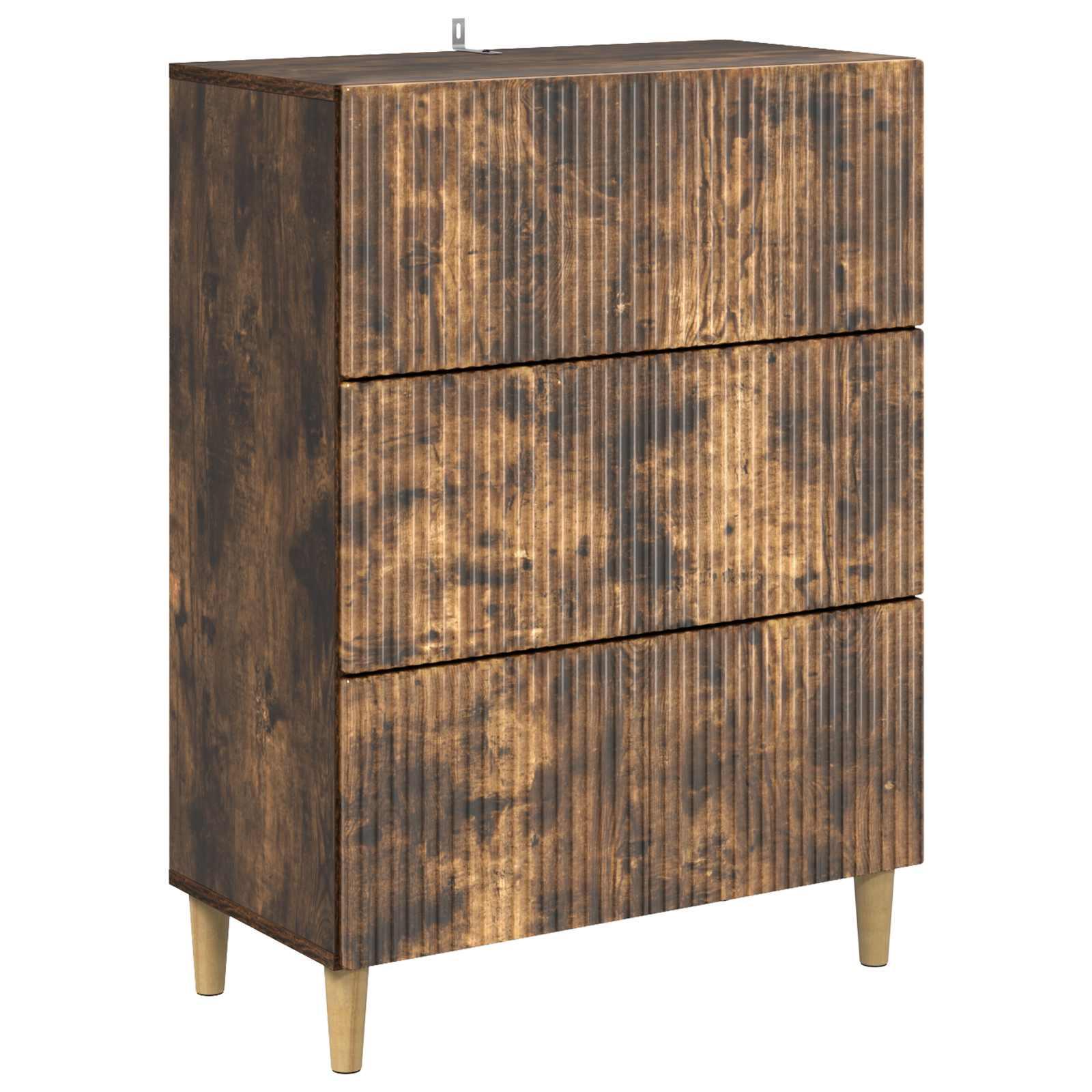 Skuffeskab i røget eg - 66 × 34,5 × 90 cm, konstrueret træ, 3 skuffer