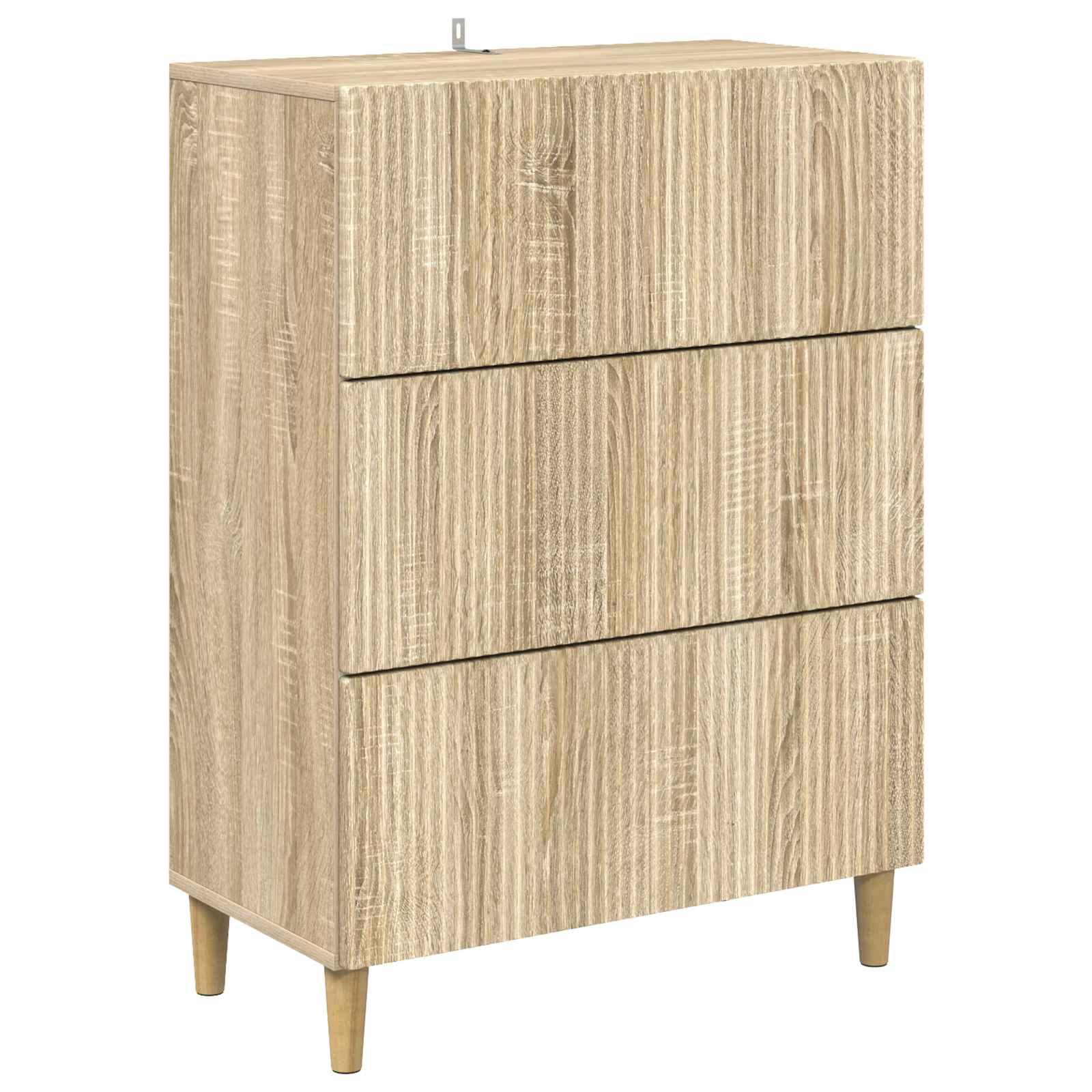 Skuffeskab i sonoma-eg - 66 × 34,5 × 90 cm, konstrueret træ, 3 skuffer