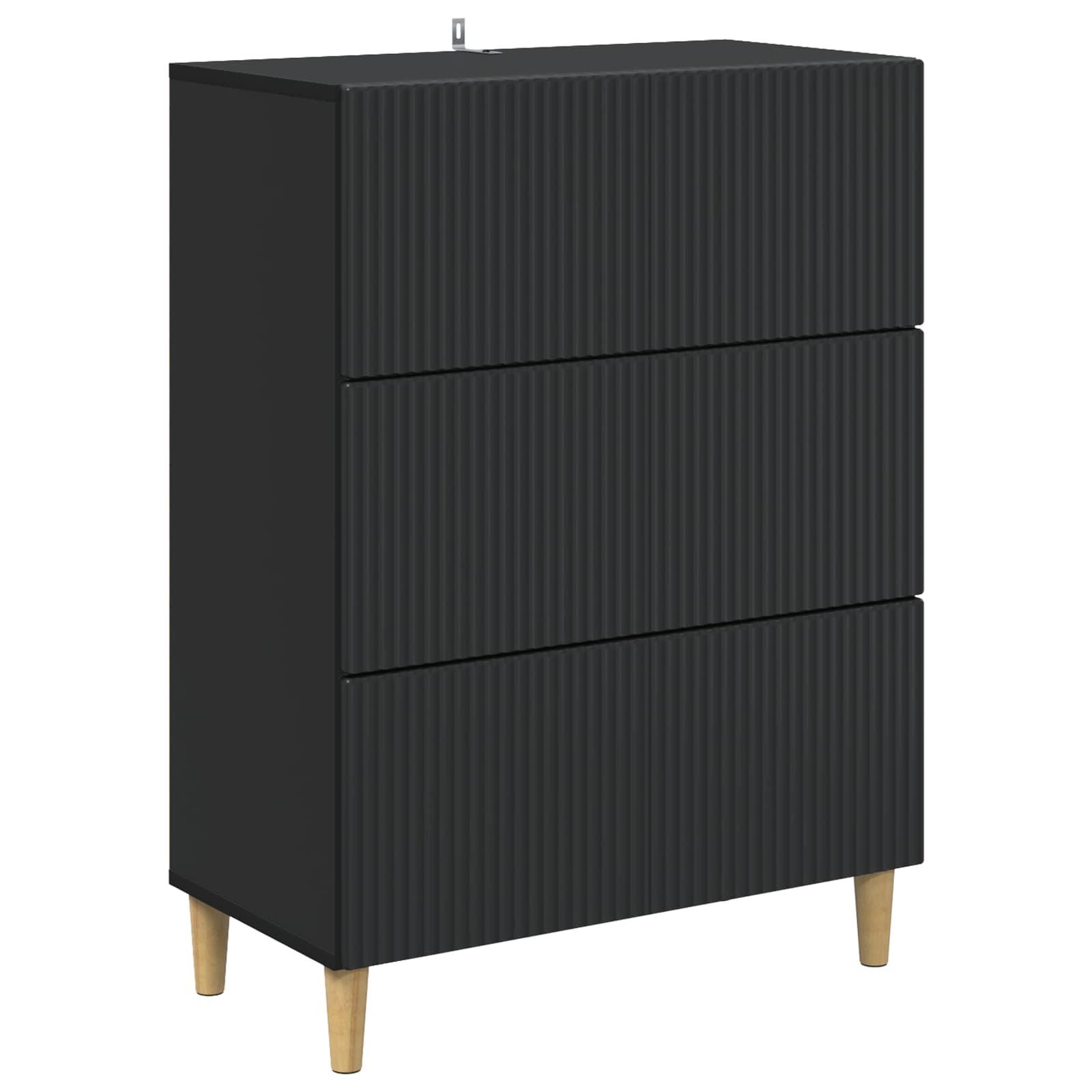 Skuffeskab i sort konstrueret træ - 66 × 34,5 × 90 cm, 3 skuffer