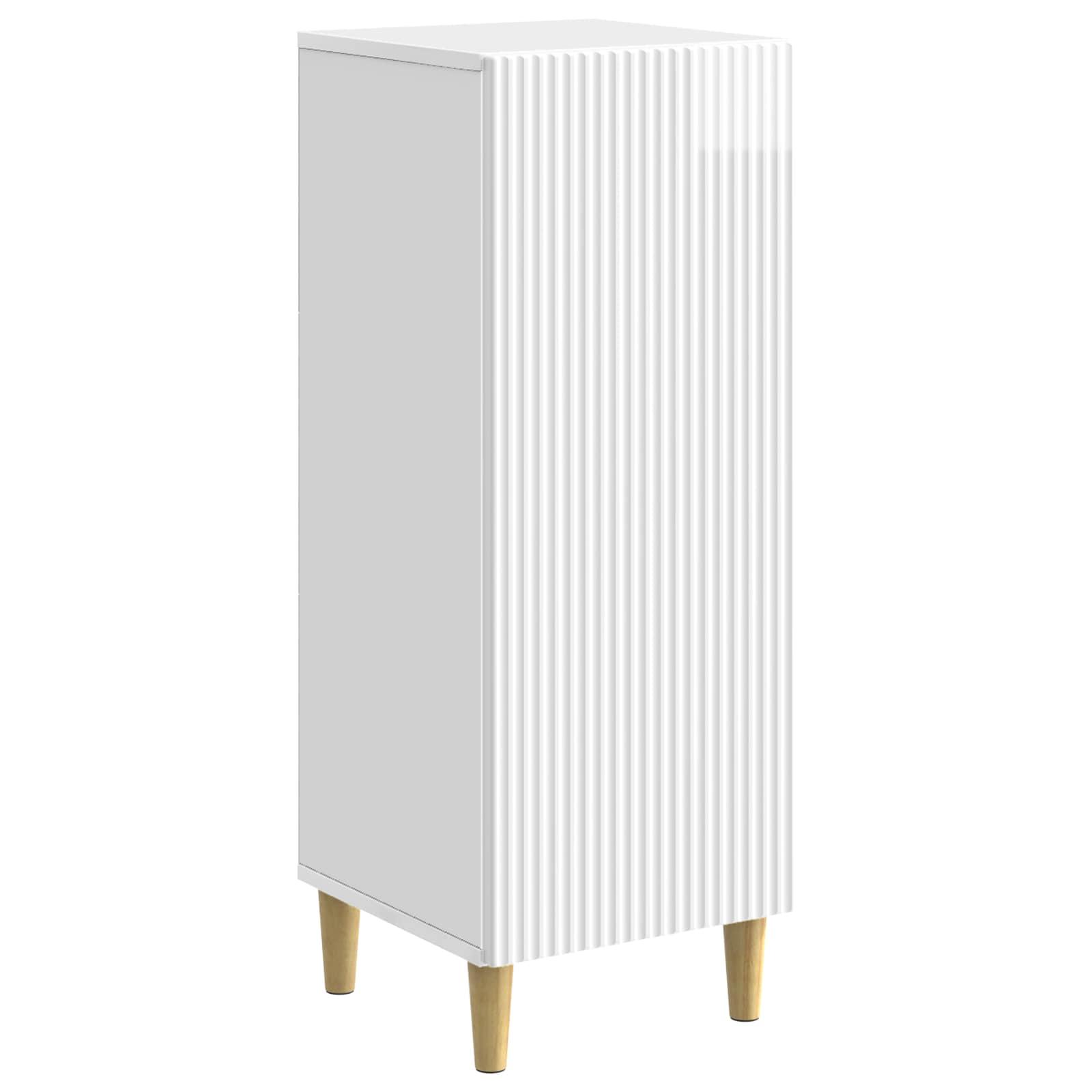 Sidebord Hvid højglans 33 x 34,5 x 90 cm Konstrueret træ billede