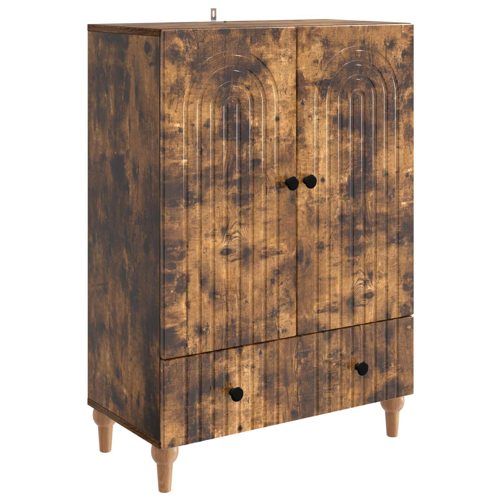 Sidebord med skuffe Røget eg 66 x 34,5 x 95 cm Konstrueret træ billede