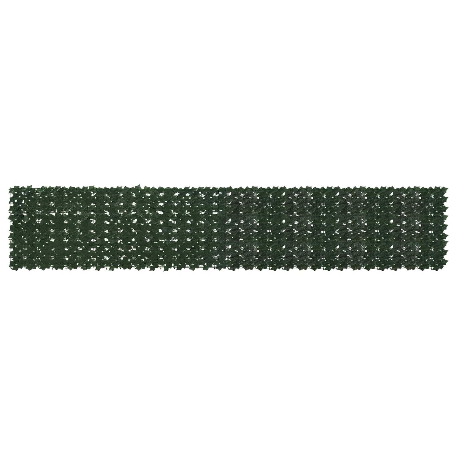 Altanscreen med blade Mørkegrøn 400 x 75 cm Polyethylen og stof billede