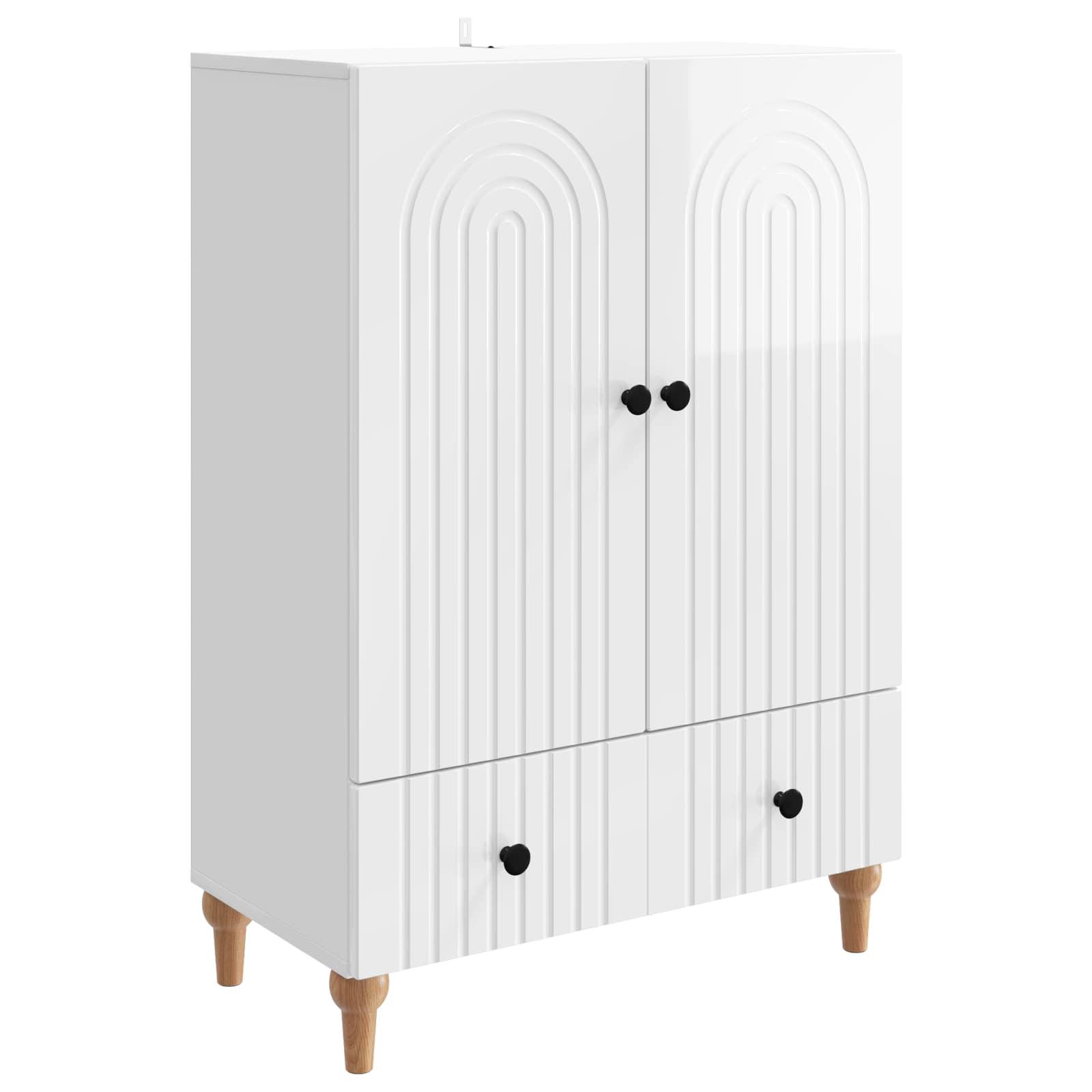 Sidebord Hvid højglans 66 x 34,5 x 95 cm Konstrueret træ billede