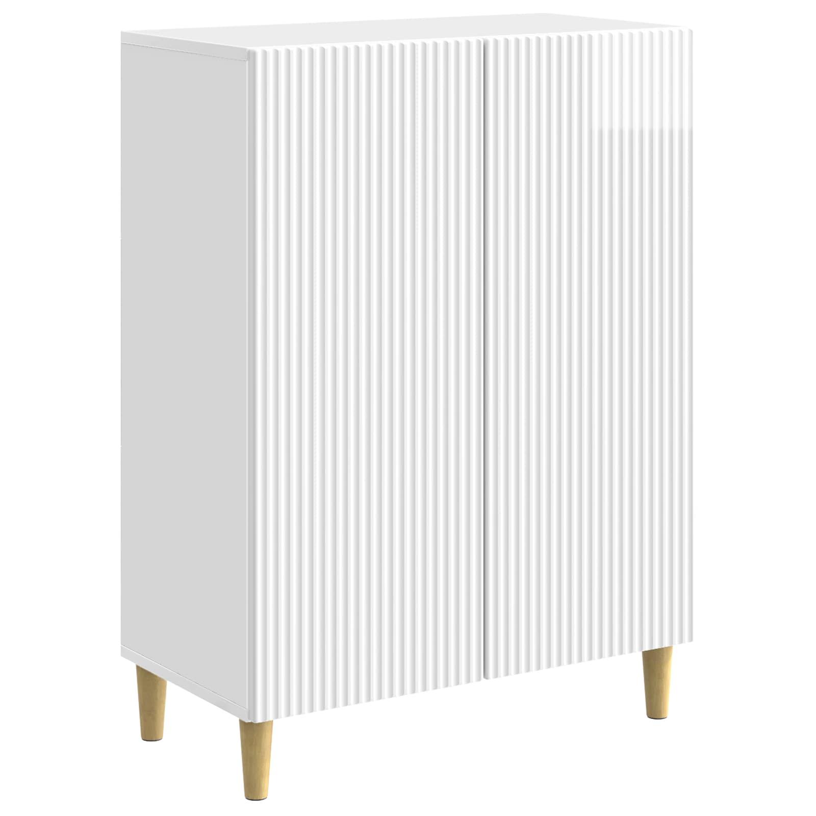 Sidebord Hvid højglans 66 x 34,5 x 90 cm Konstrueret træ billede