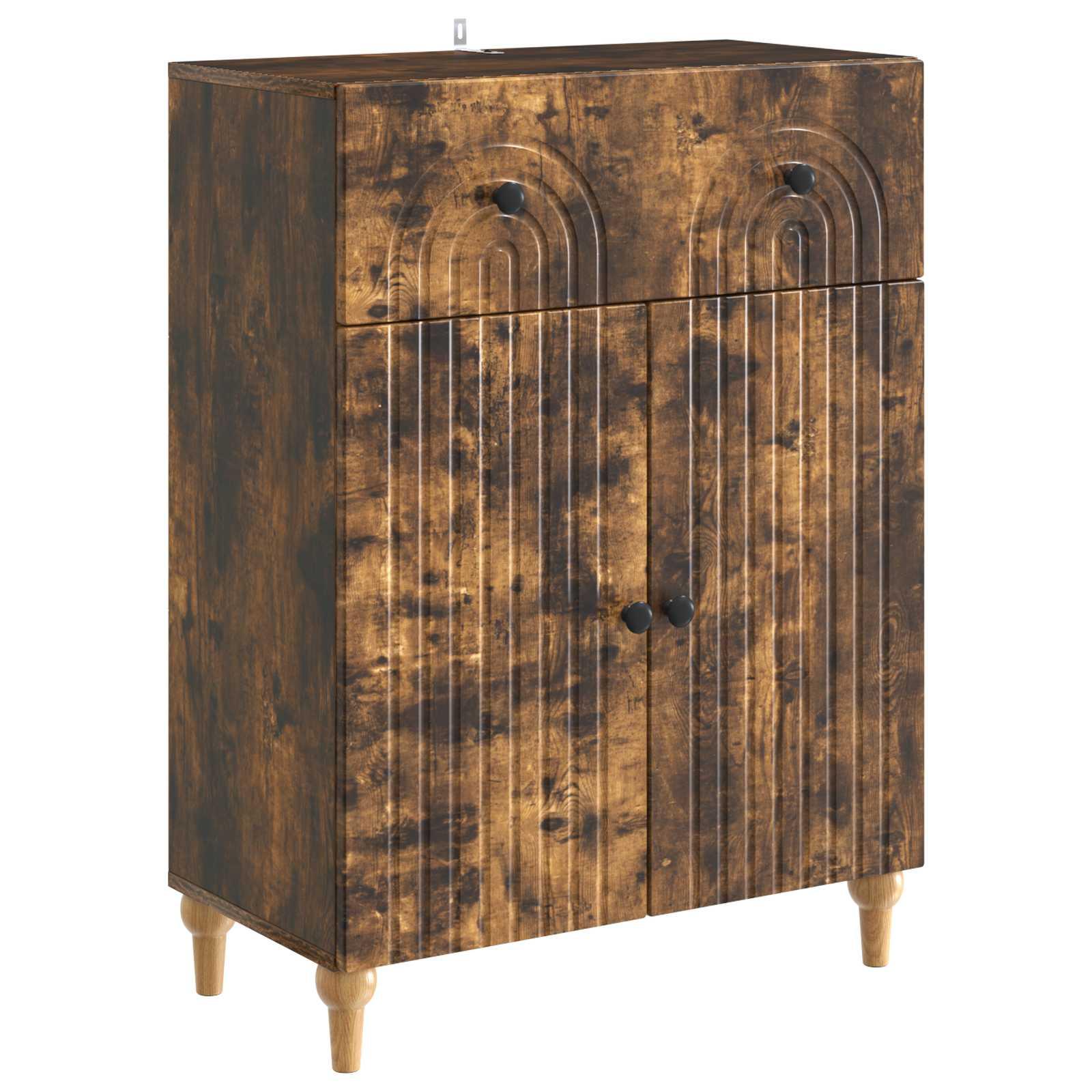 Sidebord med skuffe Røget eg 66 x 34,5 x 90 cm Konstrueret træ billede