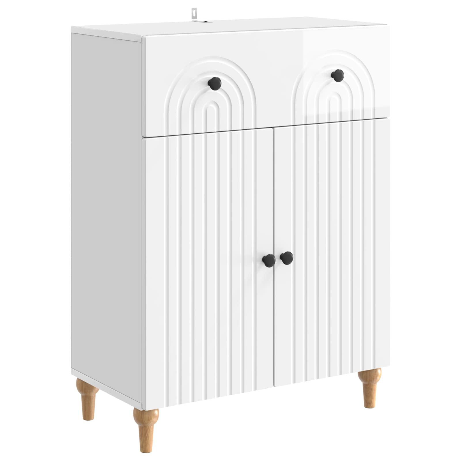 Sidebord Hvid højglans 66 x 34,5 x 90 cm Konstrueret træ billede