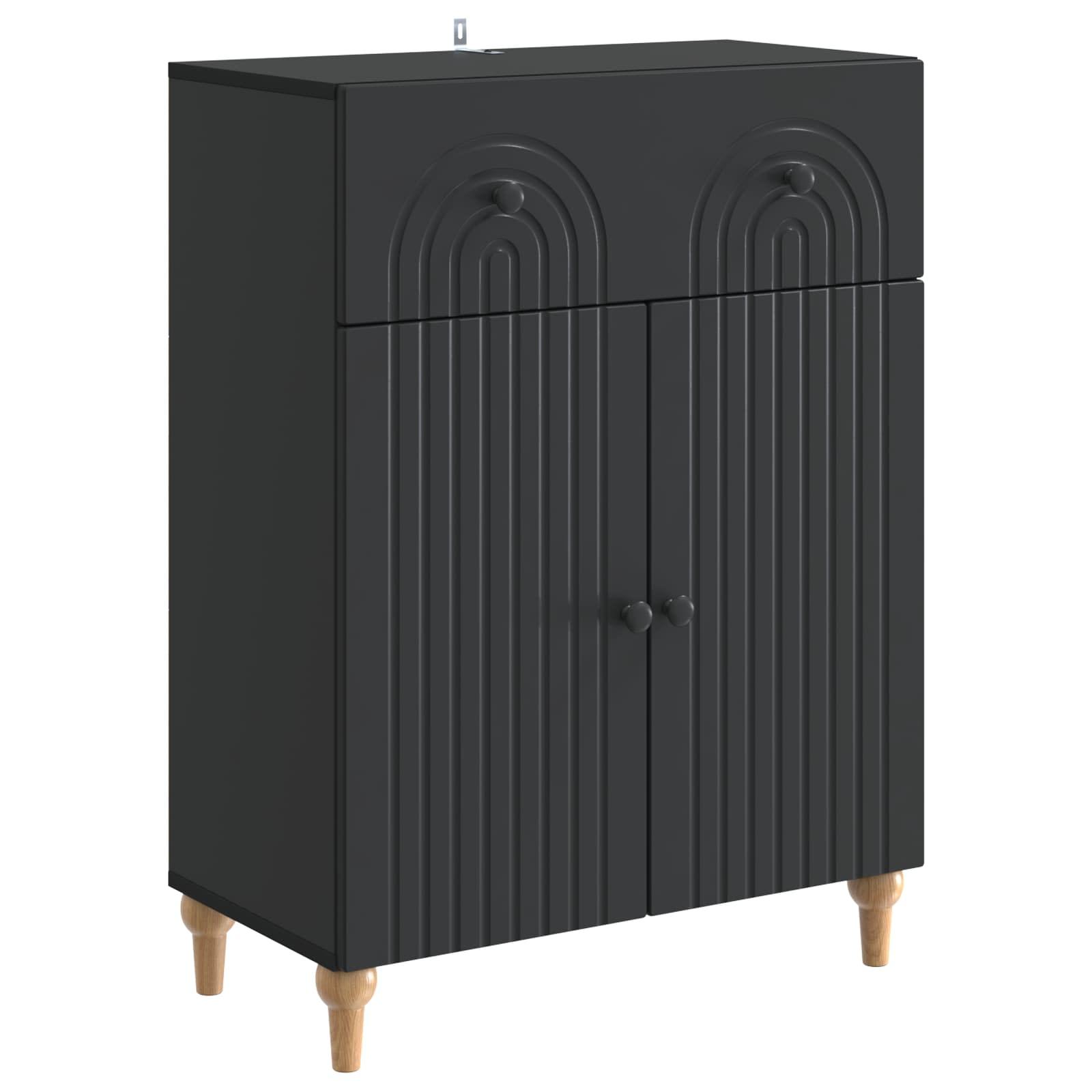 Sidebord med skuffe Sort 66 x 34,5 x 90 cm Konstrueret træ billede