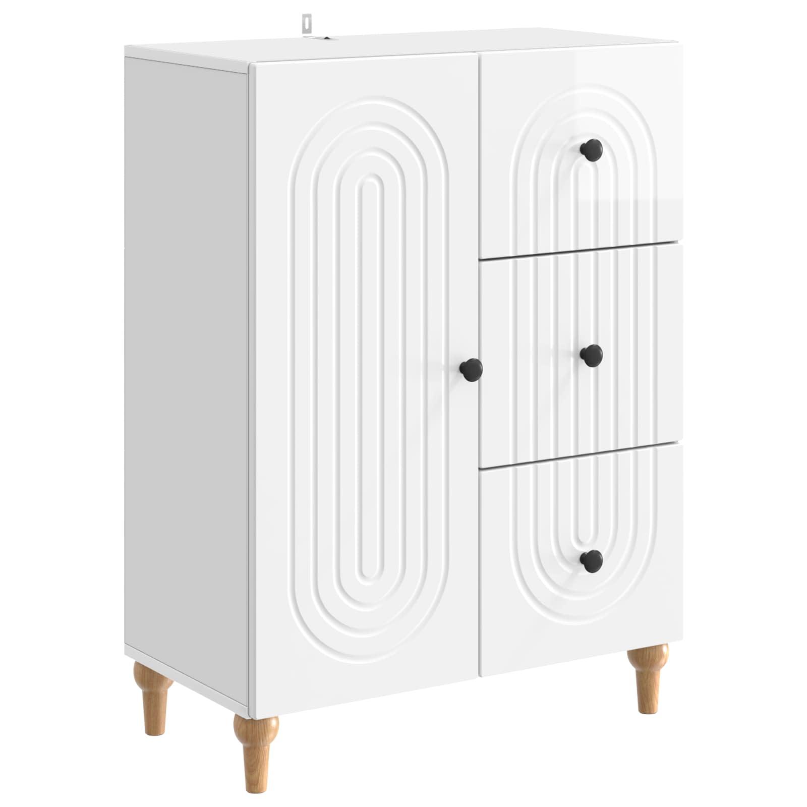 Sidebord Hvid højglans 66 x 34,5 x 90 cm Konstrueret træ billede