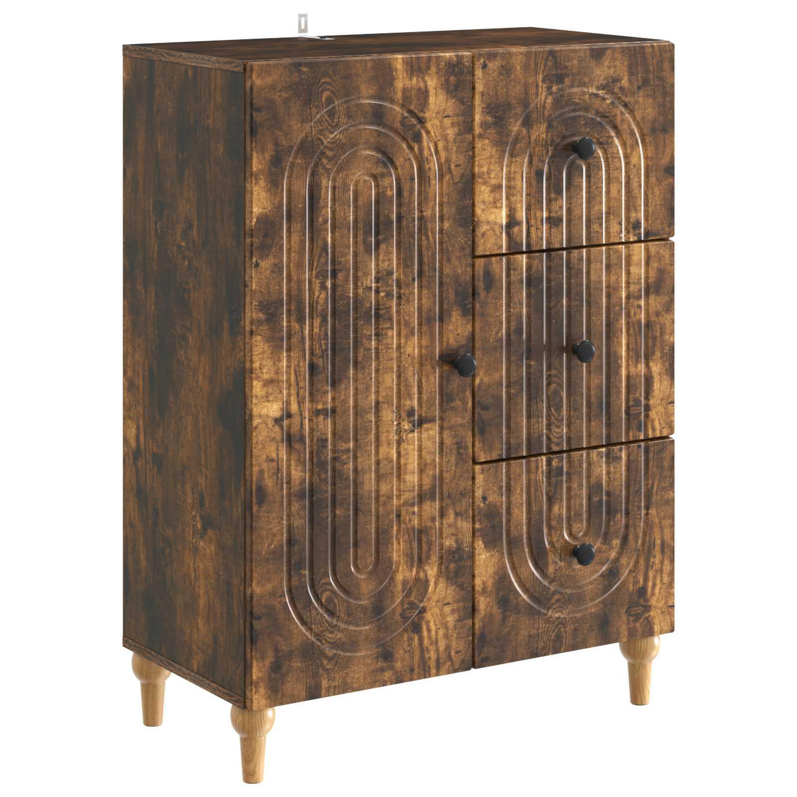Sidebord med skuffe Røget eg 66 x 34,5 x 90 cm Konstrueret træ billede