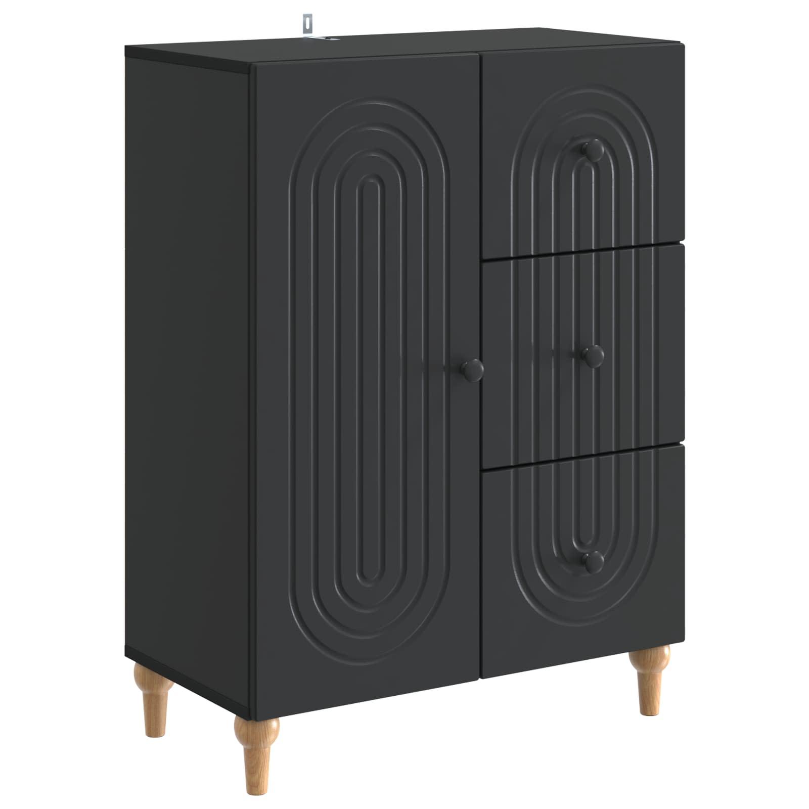 Sidebord med skuffe Sort 66 x 34,5 x 90 cm Konstrueret træ billede