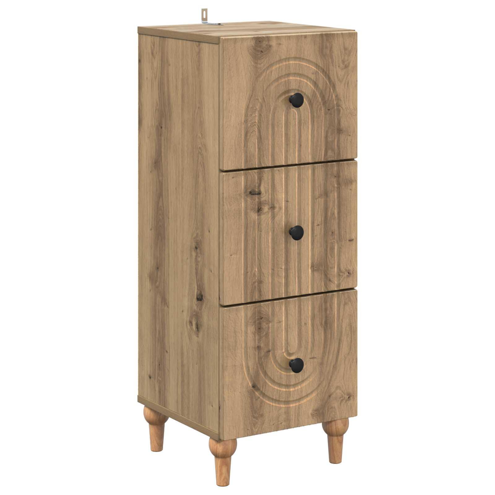 Skuffeskab i konstrueret træ - Artisan-eg 33 × 34,5 × 90 cm, 3 skuffer